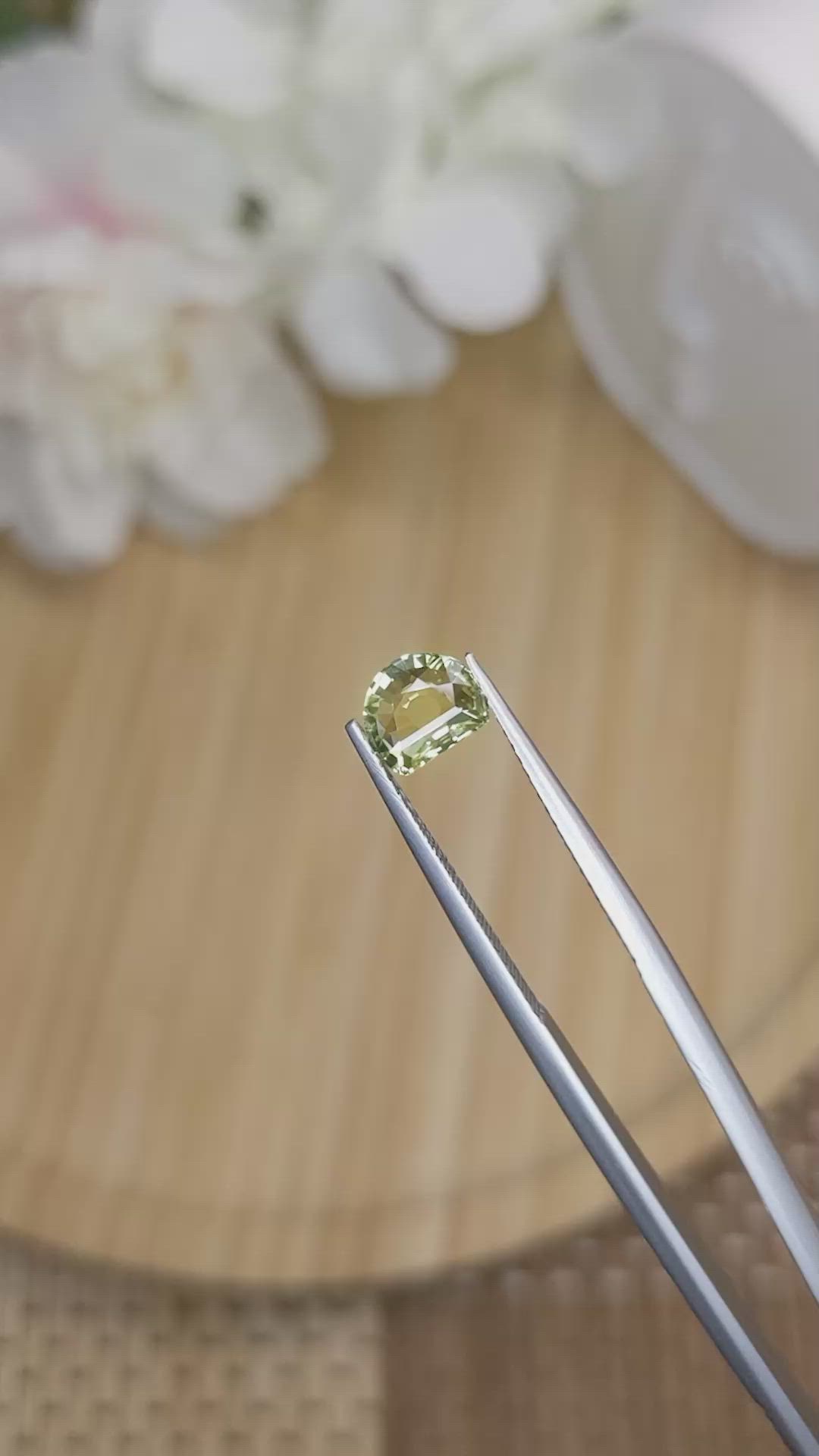 1.20 Ct. Yellowish Green Chrysoberyl from Ceylon (Sri Lanka) Size Video