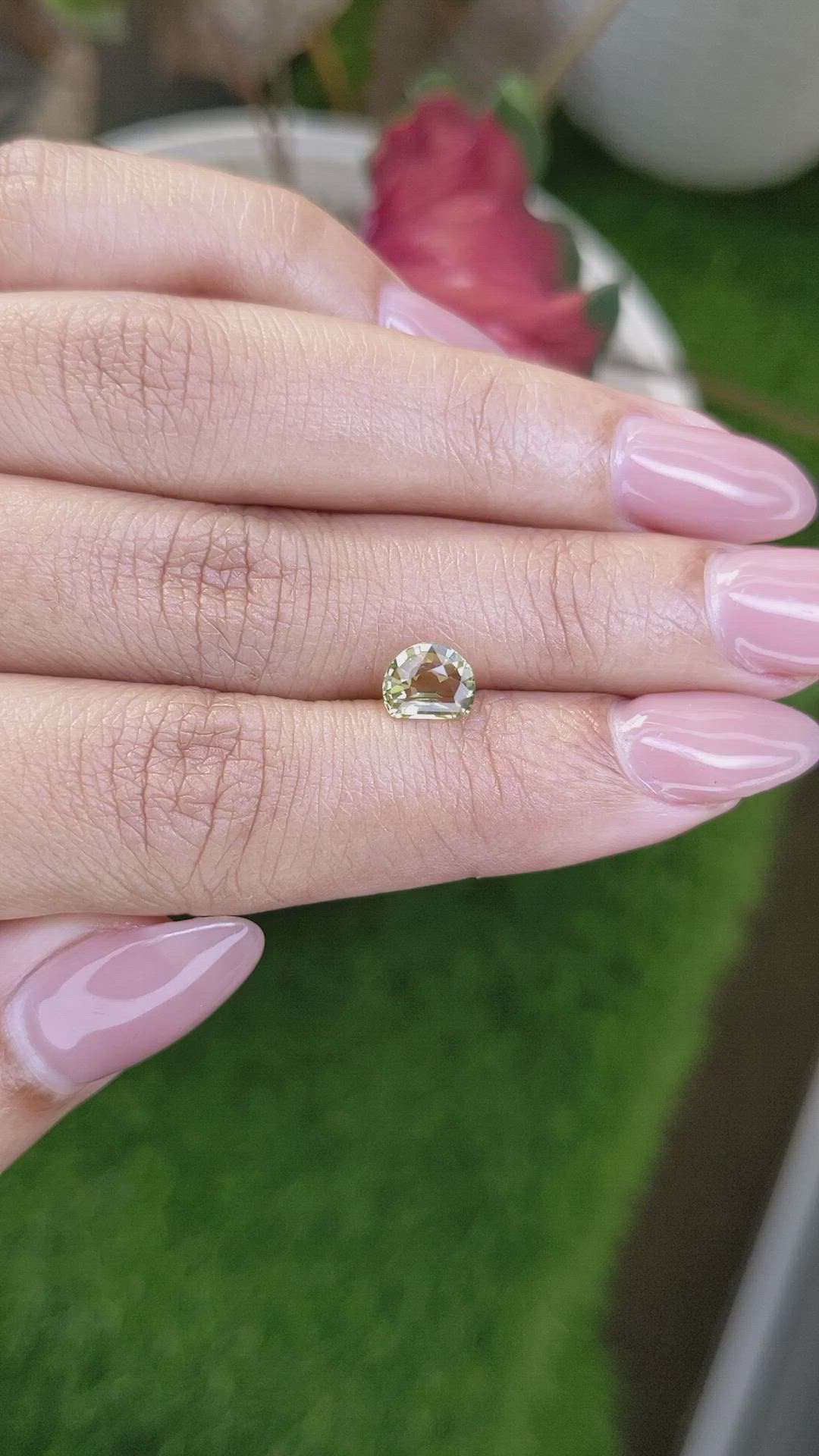 1.20 Ct. Yellowish Green Chrysoberyl from Ceylon (Sri Lanka) Size Video