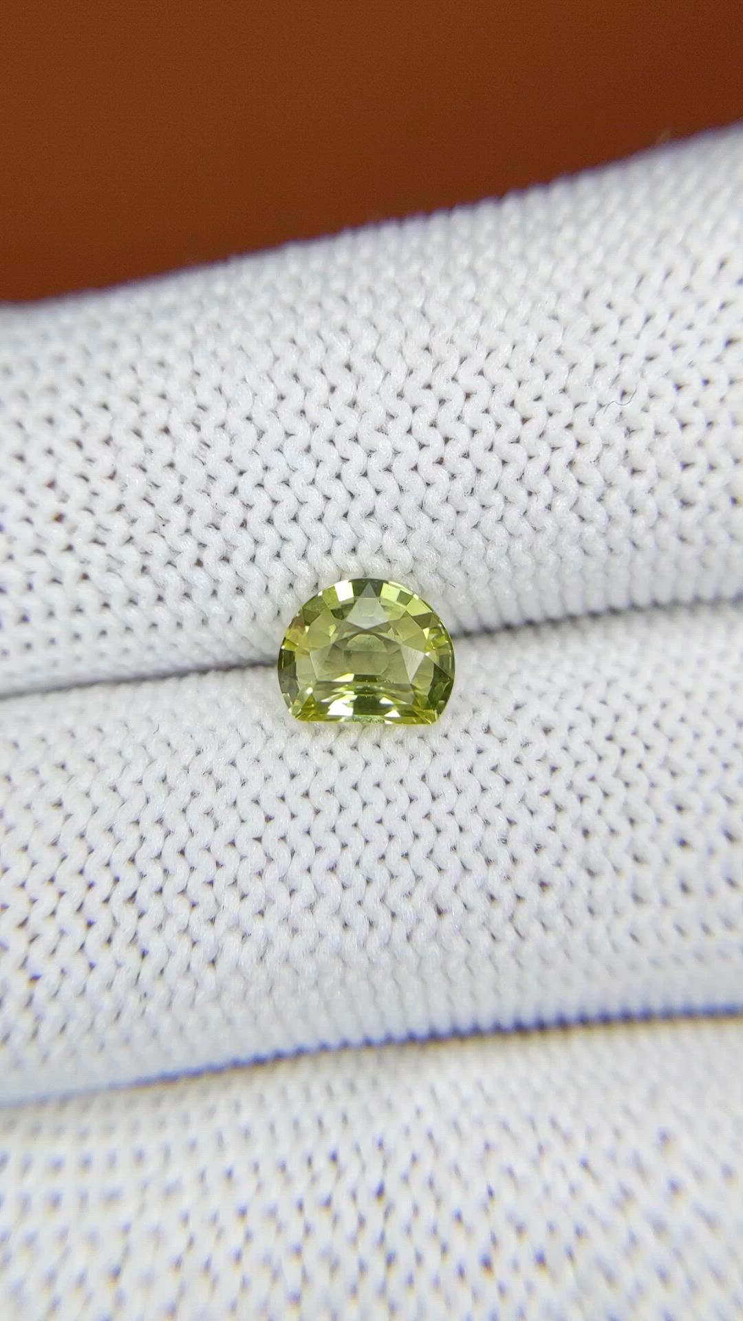 1.20 Ct. Yellowish Green Chrysoberyl from Ceylon (Sri Lanka) Size Video