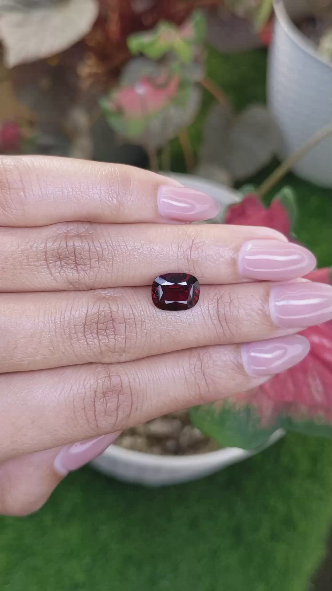 3.52 Ct. Purplish Red Garnet from Ceylon (Sri Lanka) Size Video