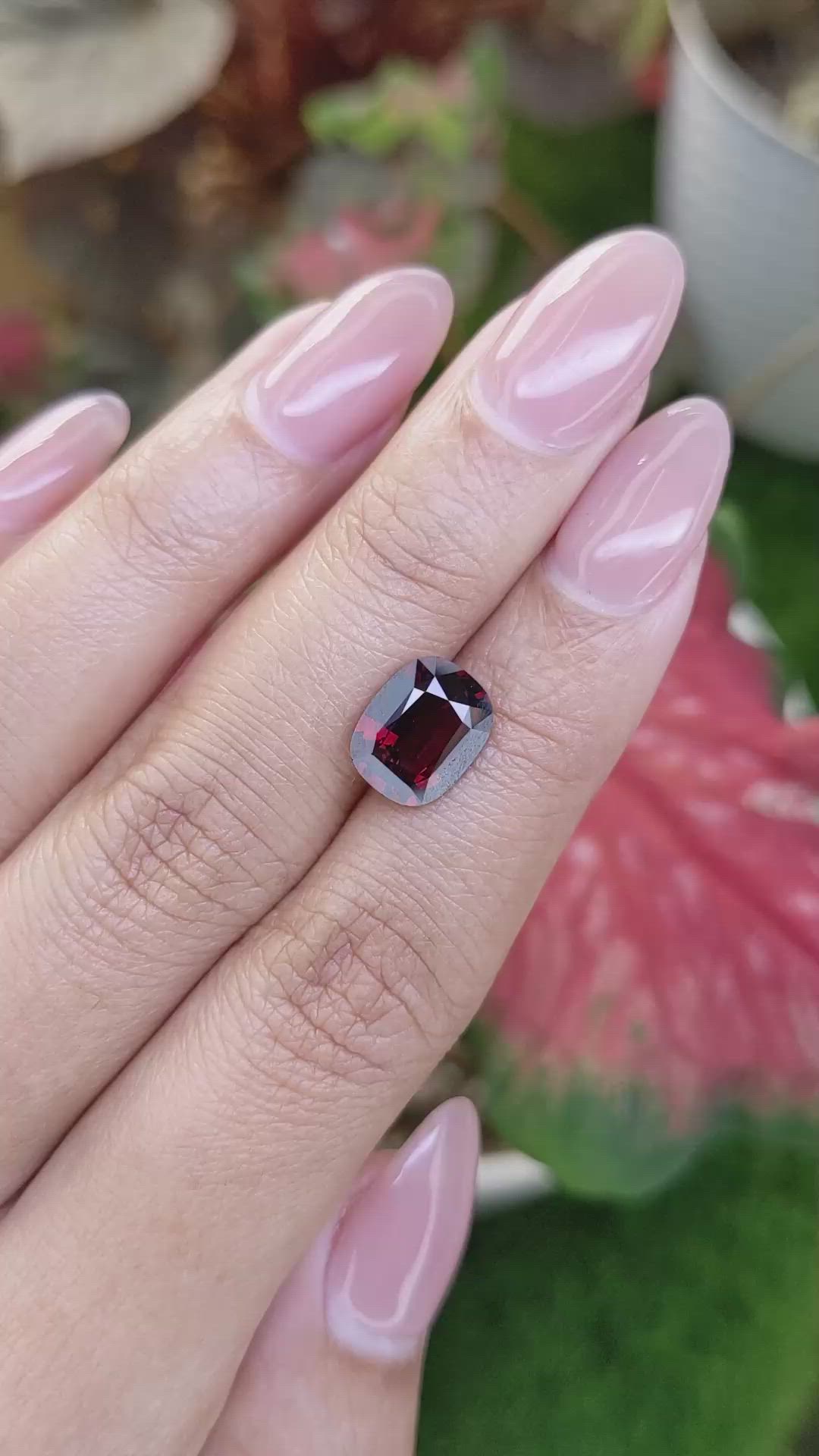 3.52 Ct. Purplish Red Garnet from Ceylon (Sri Lanka) Size Video