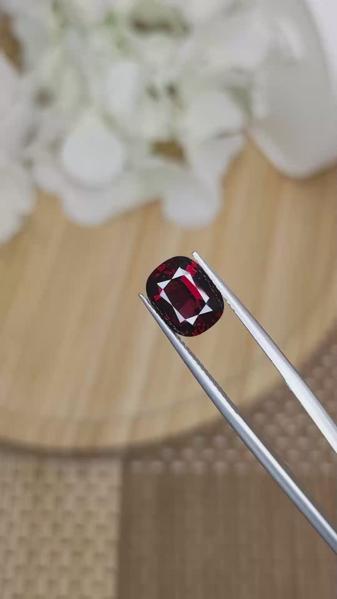 3.52 Ct. Purplish Red Garnet from Ceylon (Sri Lanka) Size Video