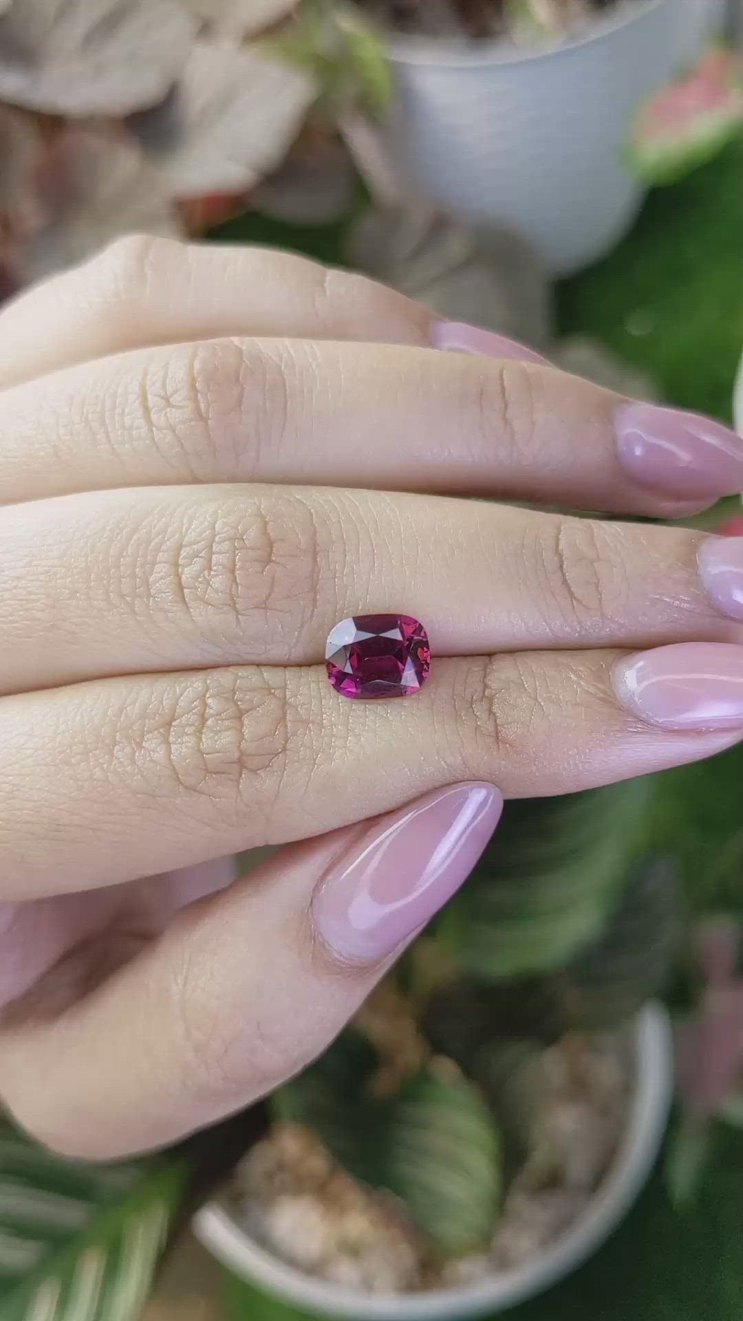 2.43 Ct. Purplish Red Rhodolite Garnet from Ceylon (Sri Lanka) Size Video