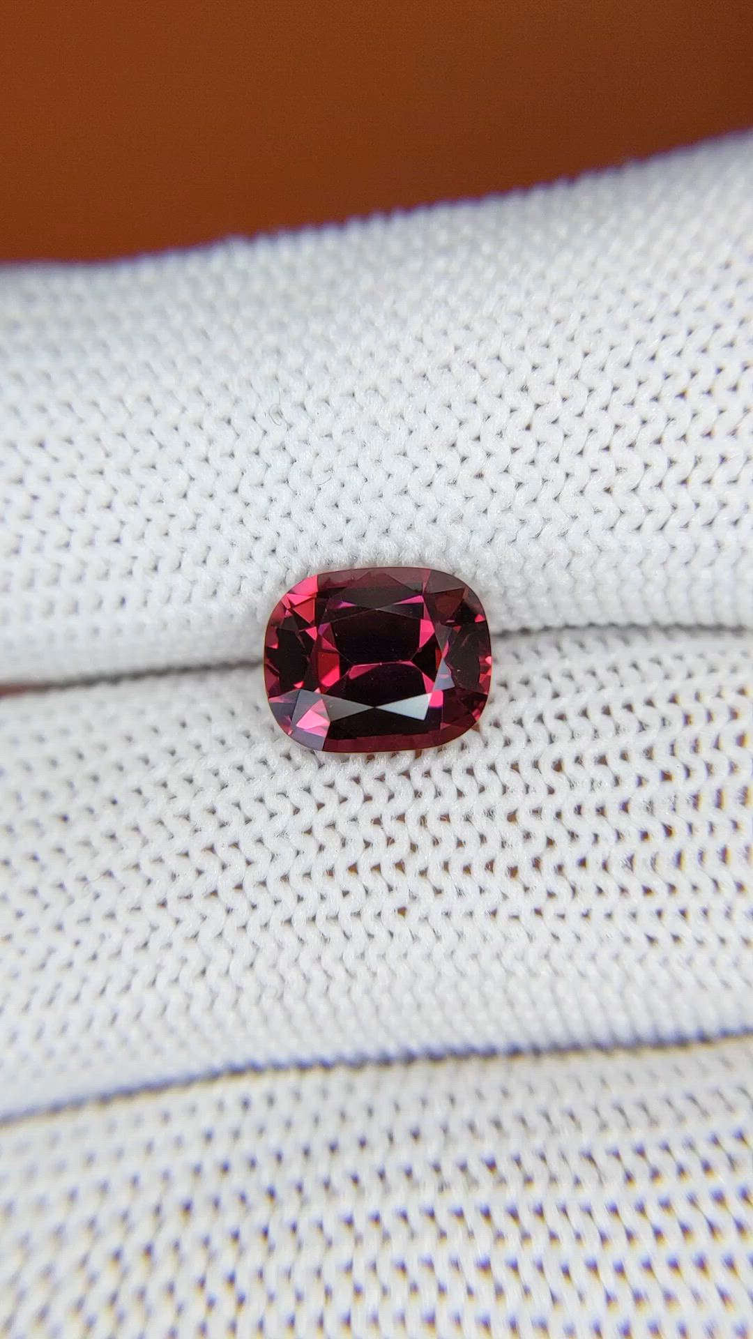 2.43 Ct. Purplish Red Rhodolite Garnet from Ceylon (Sri Lanka) Size Video