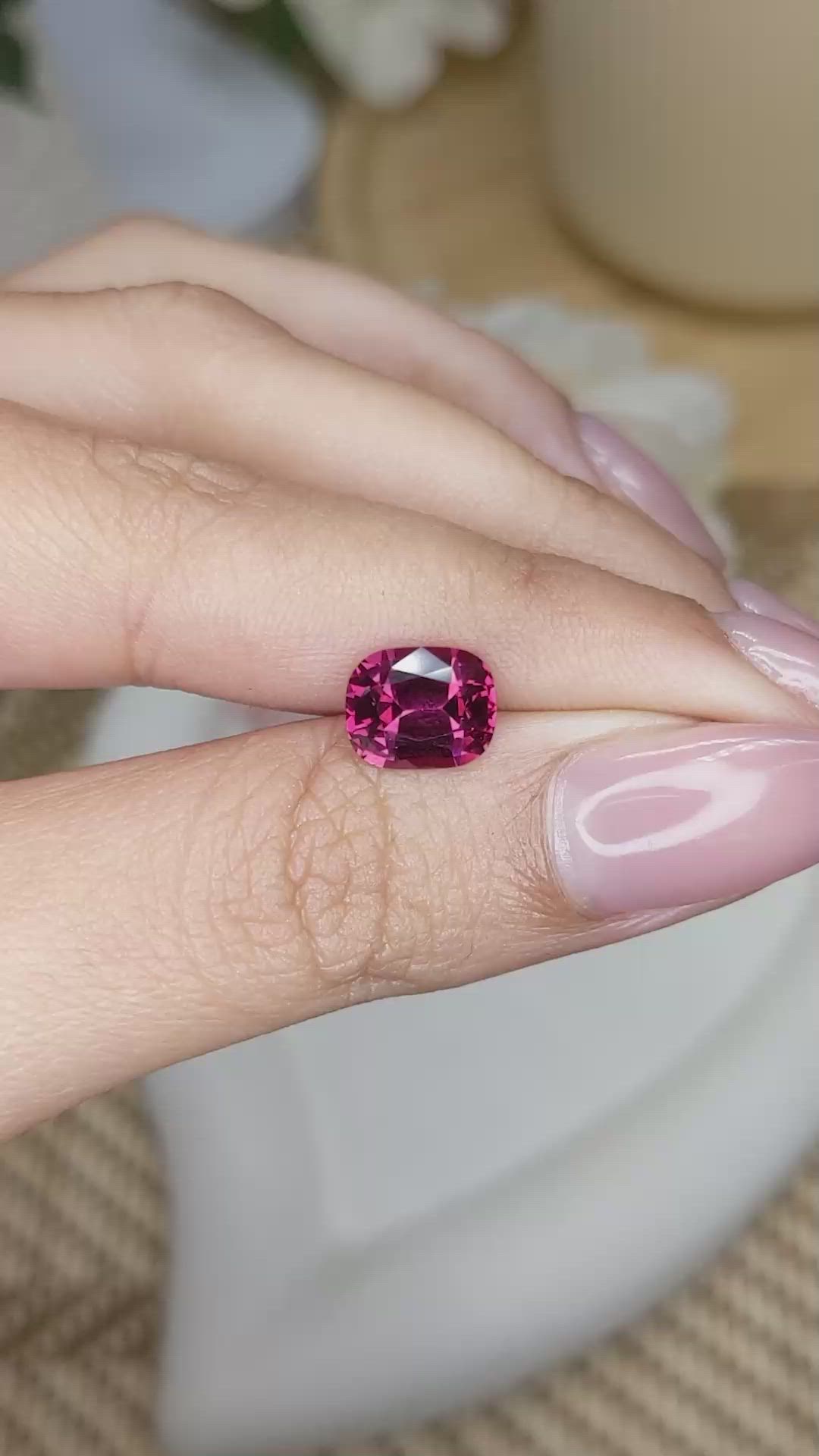2.43 Ct. Purplish Red Rhodolite Garnet from Ceylon (Sri Lanka) Size Video