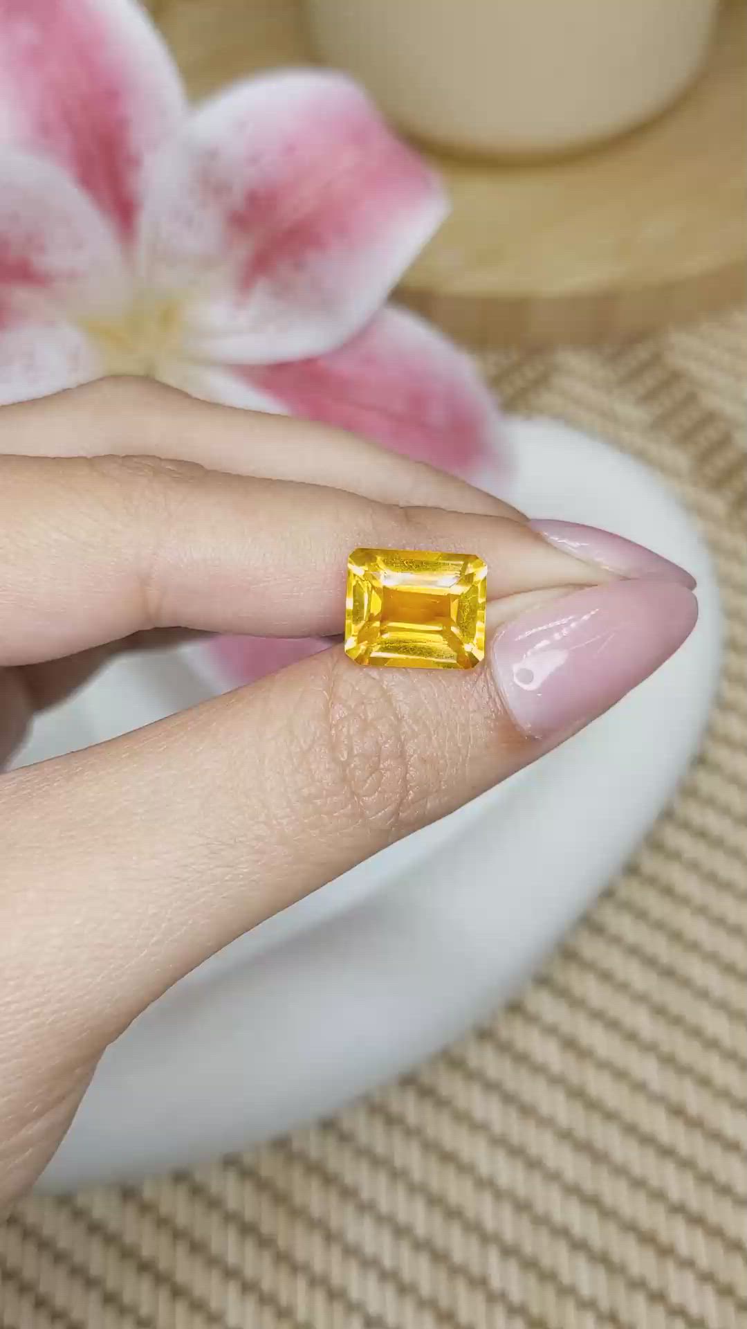 5.70 Ct. Yellowish Orange Citrine from Brazil Size Video