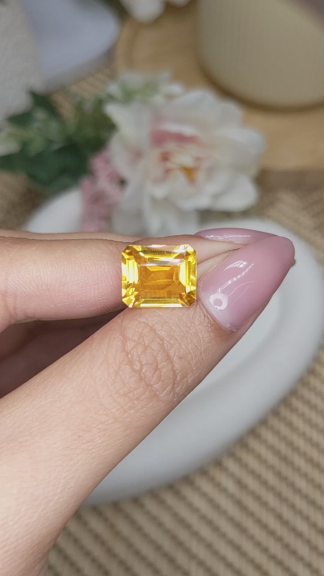 5.74 Ct. Orangish Yellow Citrine from Brazil Size Video