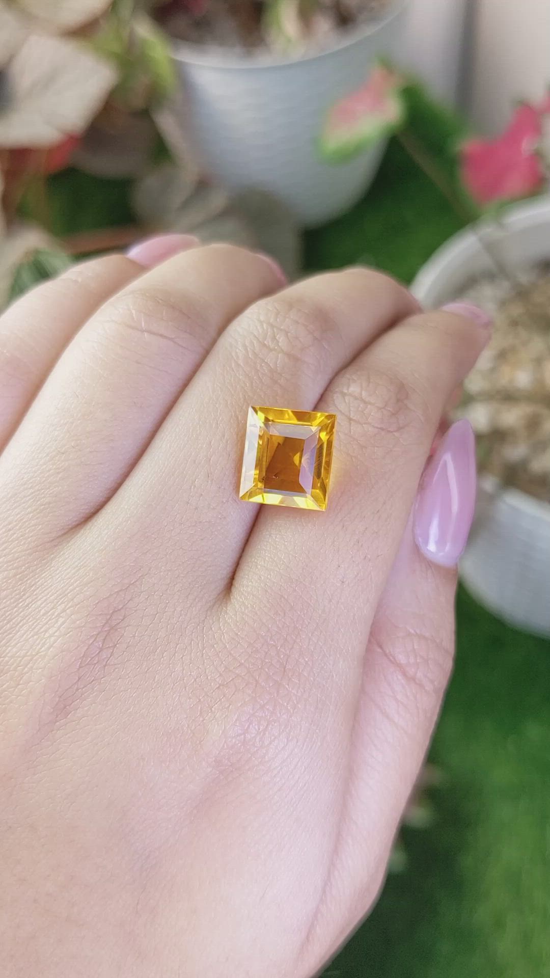 7.97 Ct. Yellowish Orange Citrine from Brazil Size Video