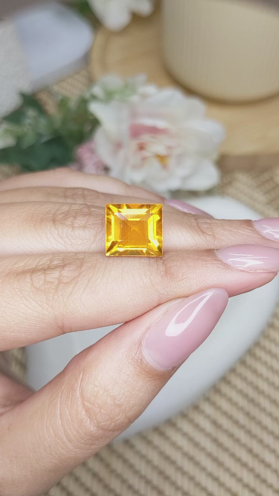 7.97 Ct. Yellowish Orange Citrine from Brazil Size Video