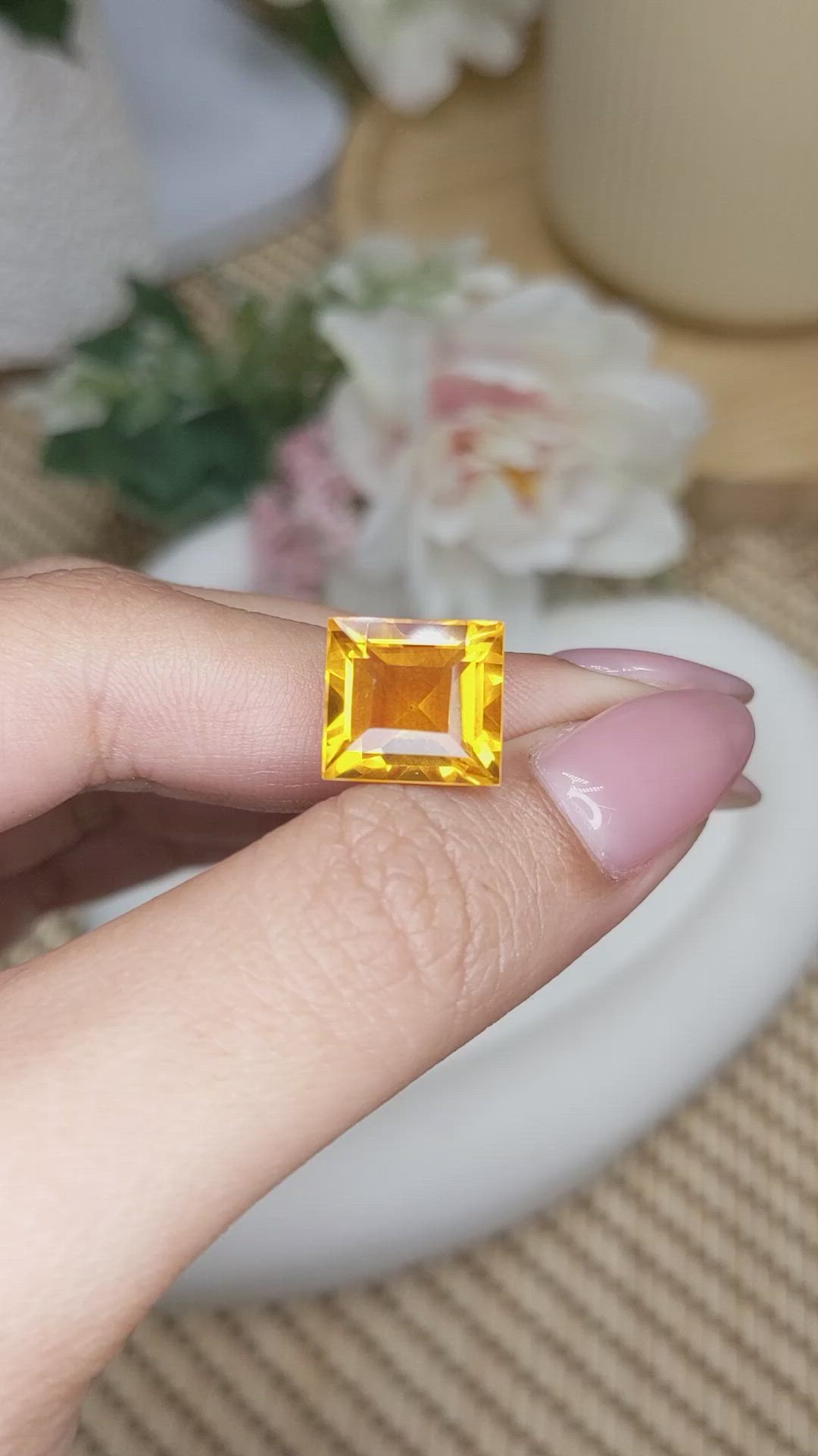7.97 Ct. Yellowish Orange Citrine from Brazil Size Video