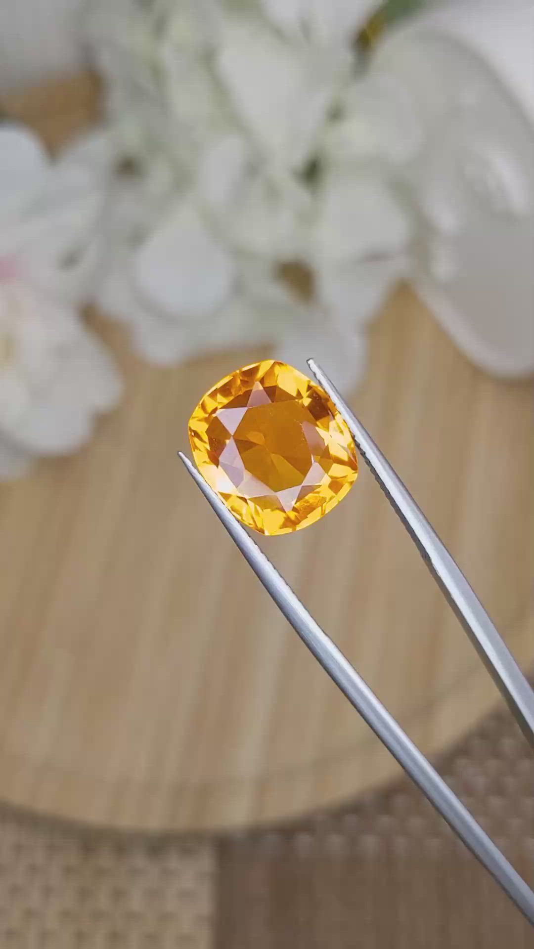 8.43 Ct. Yellowish Orange Citrine from Brazil Size Video