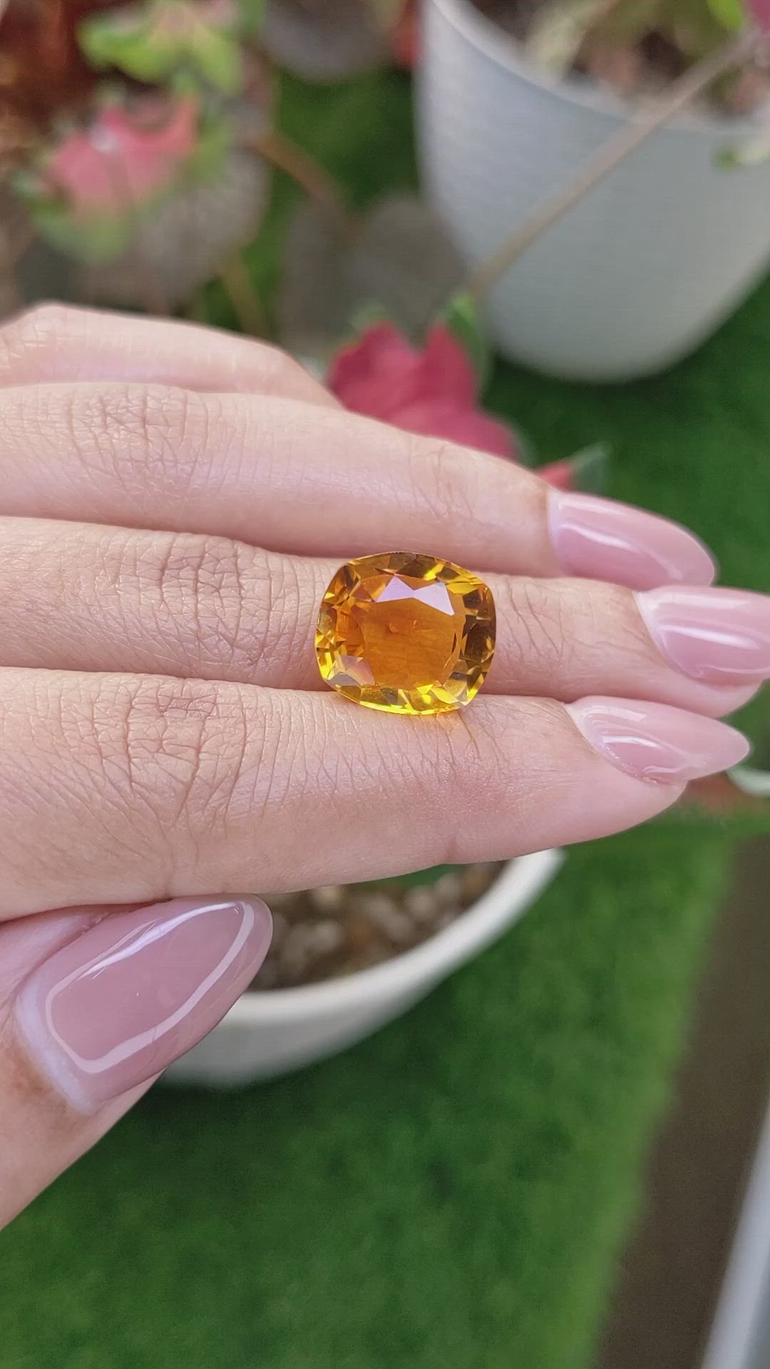 8.43 Ct. Yellowish Orange Citrine from Brazil Size Video