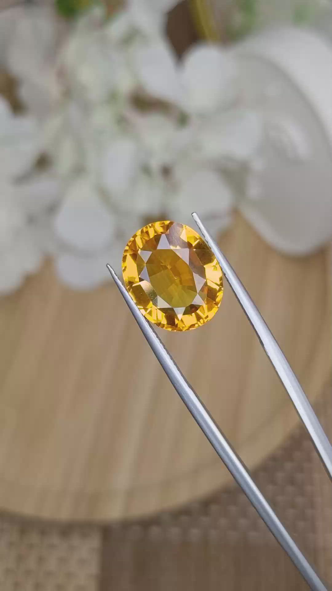 8.60 Ct. Yellowish Orange Citrine from Ceylon (Sri Lanka) Size Video