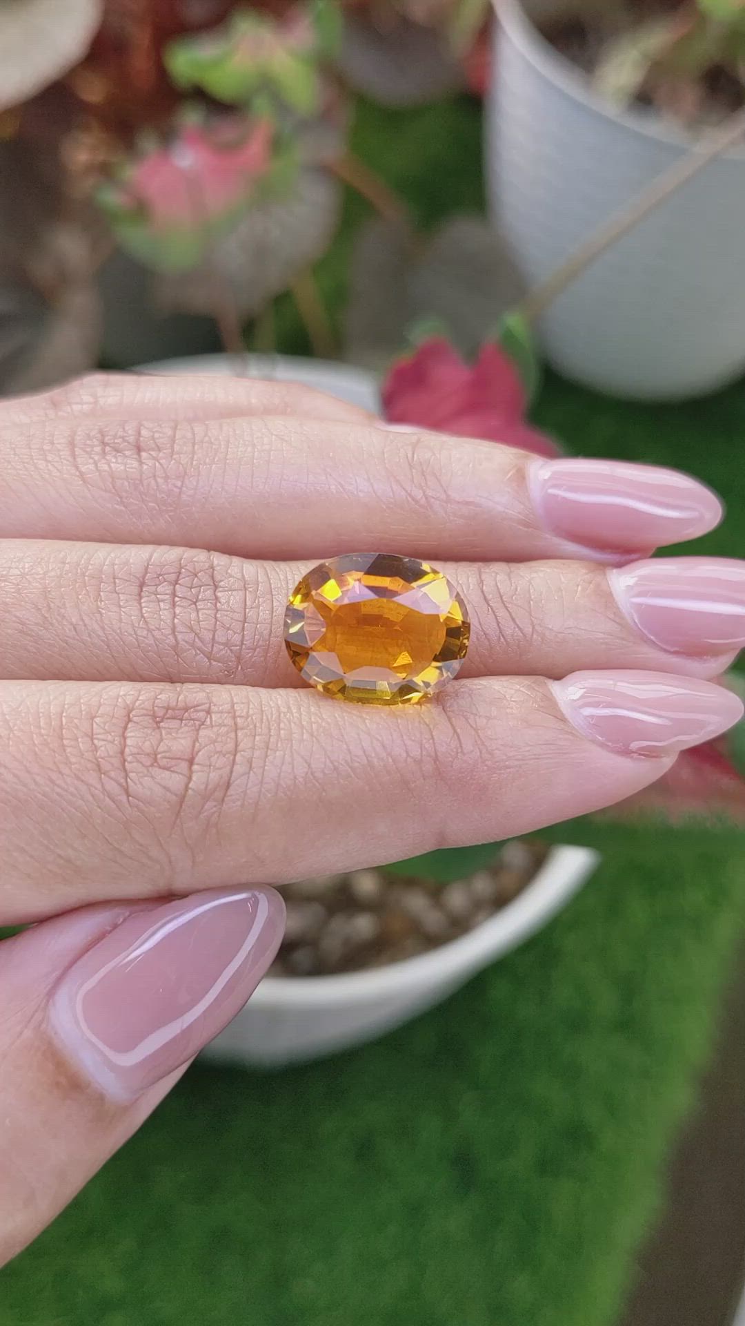 8.60 Ct. Yellowish Orange Citrine from Ceylon (Sri Lanka) Size Video