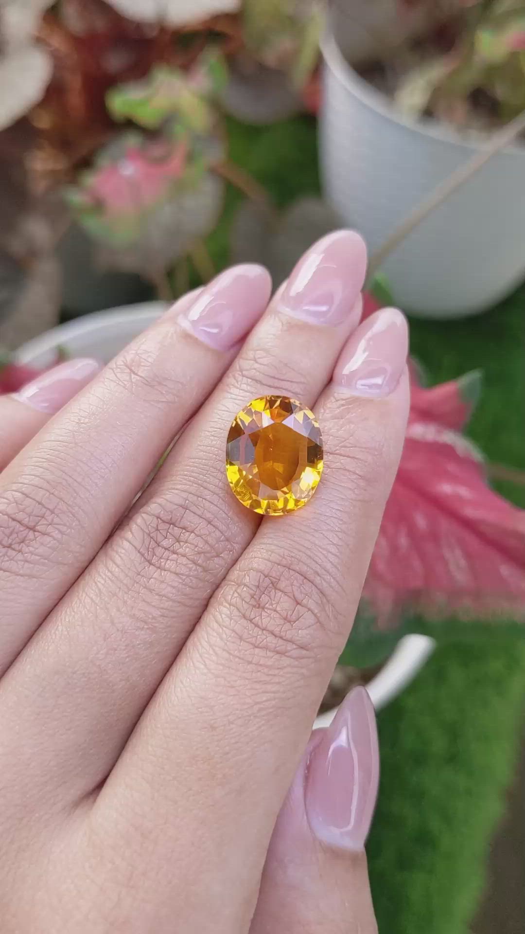 8.60 Ct. Yellowish Orange Citrine from Ceylon (Sri Lanka) Size Video