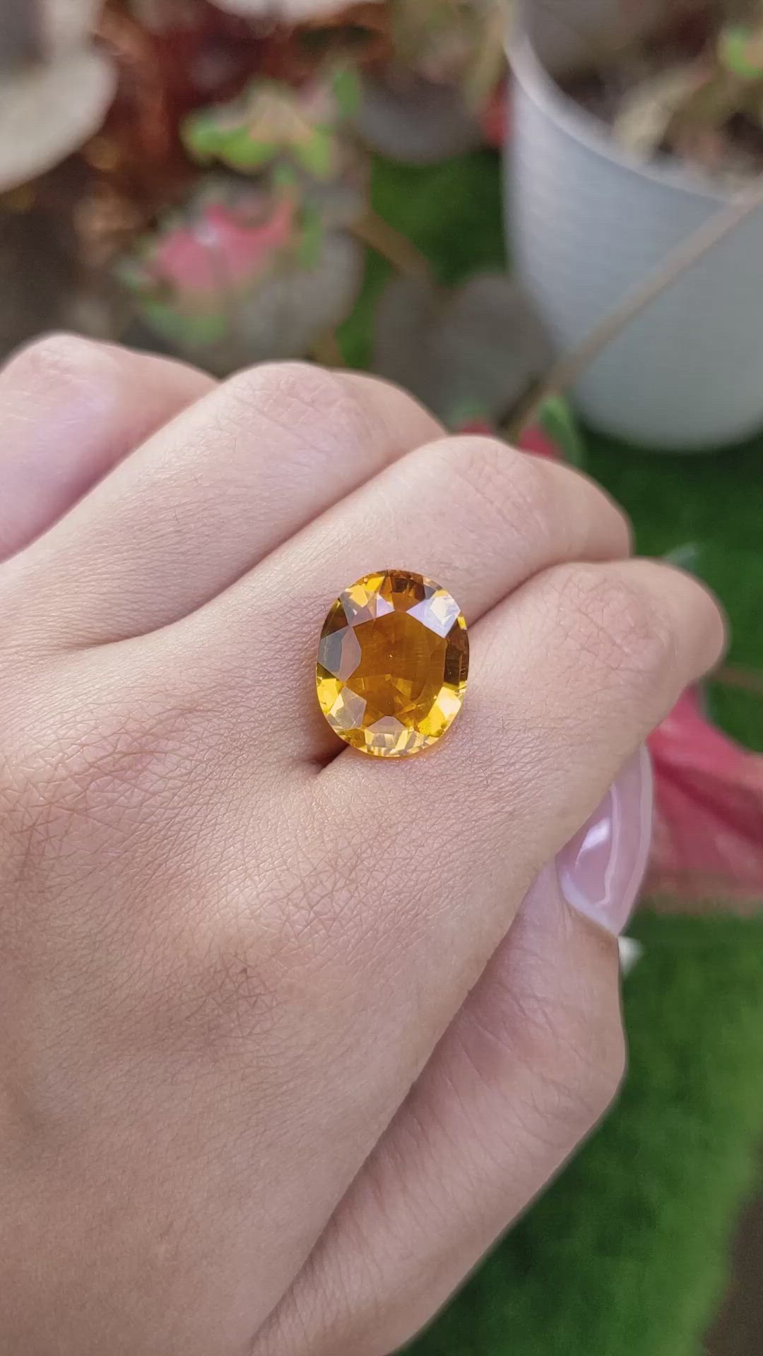 8.60 Ct. Yellowish Orange Citrine from Ceylon (Sri Lanka) Size Video