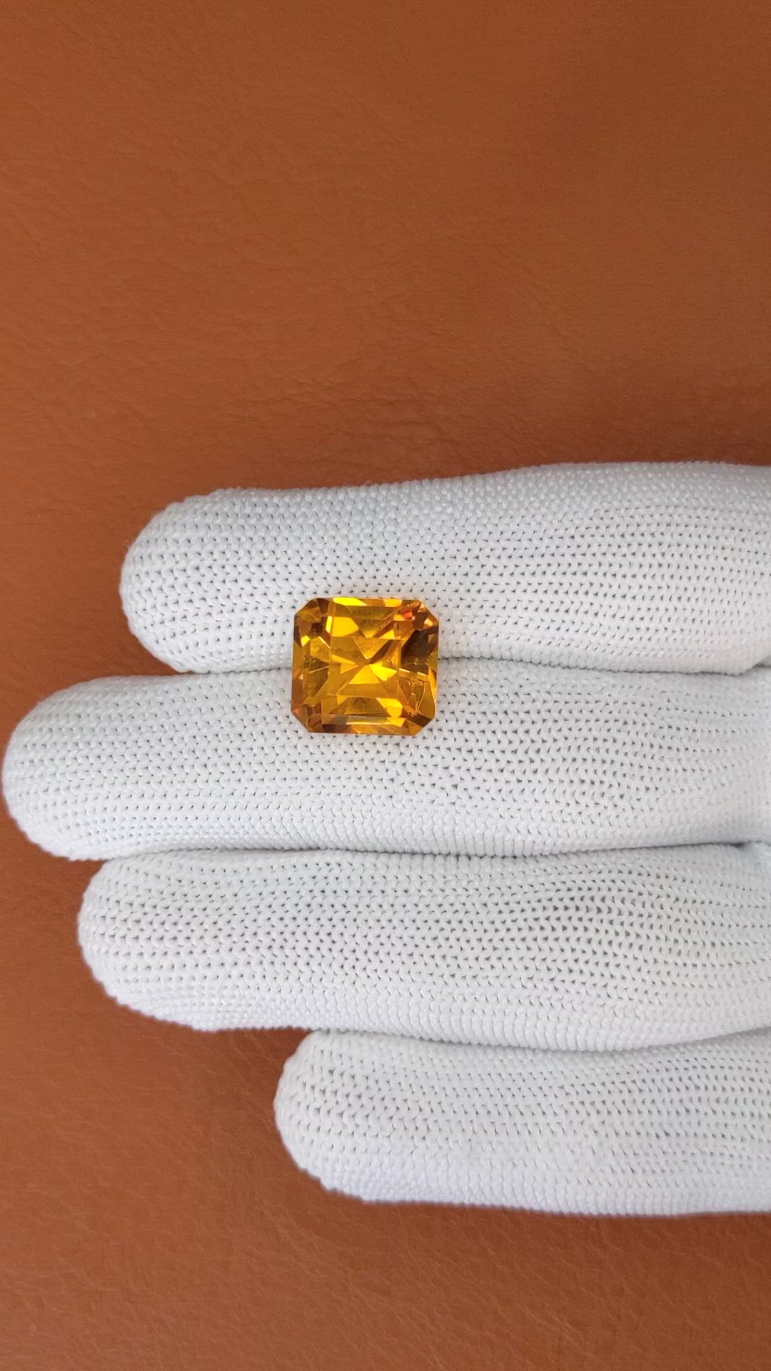 9.38 Ct. Yellowish Orange Citrine from Ceylon (Sri Lanka) Size Video