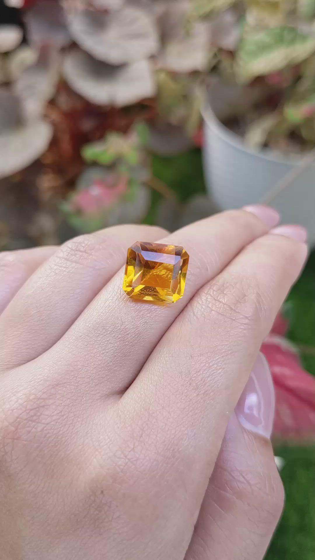 9.38 Ct. Yellowish Orange Citrine from Ceylon (Sri Lanka) Size Video