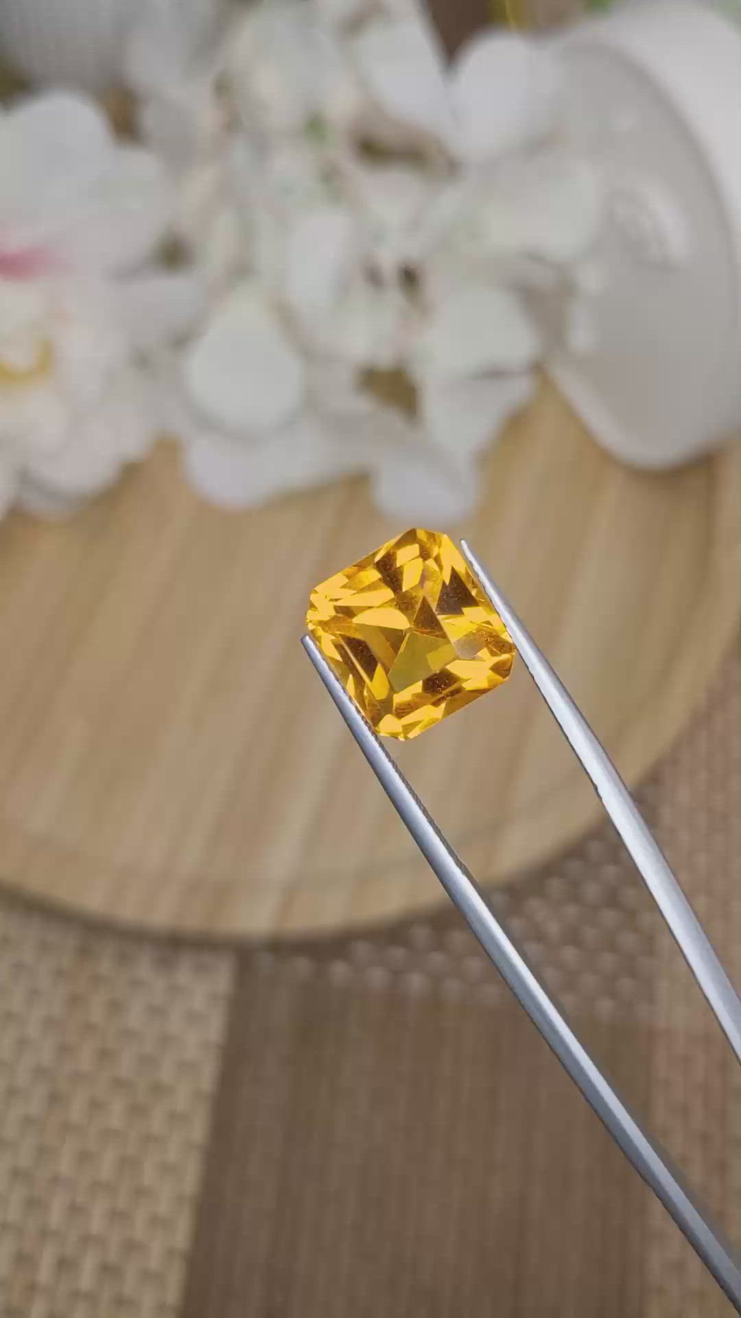 9.38 Ct. Yellowish Orange Citrine from Ceylon (Sri Lanka) Size Video