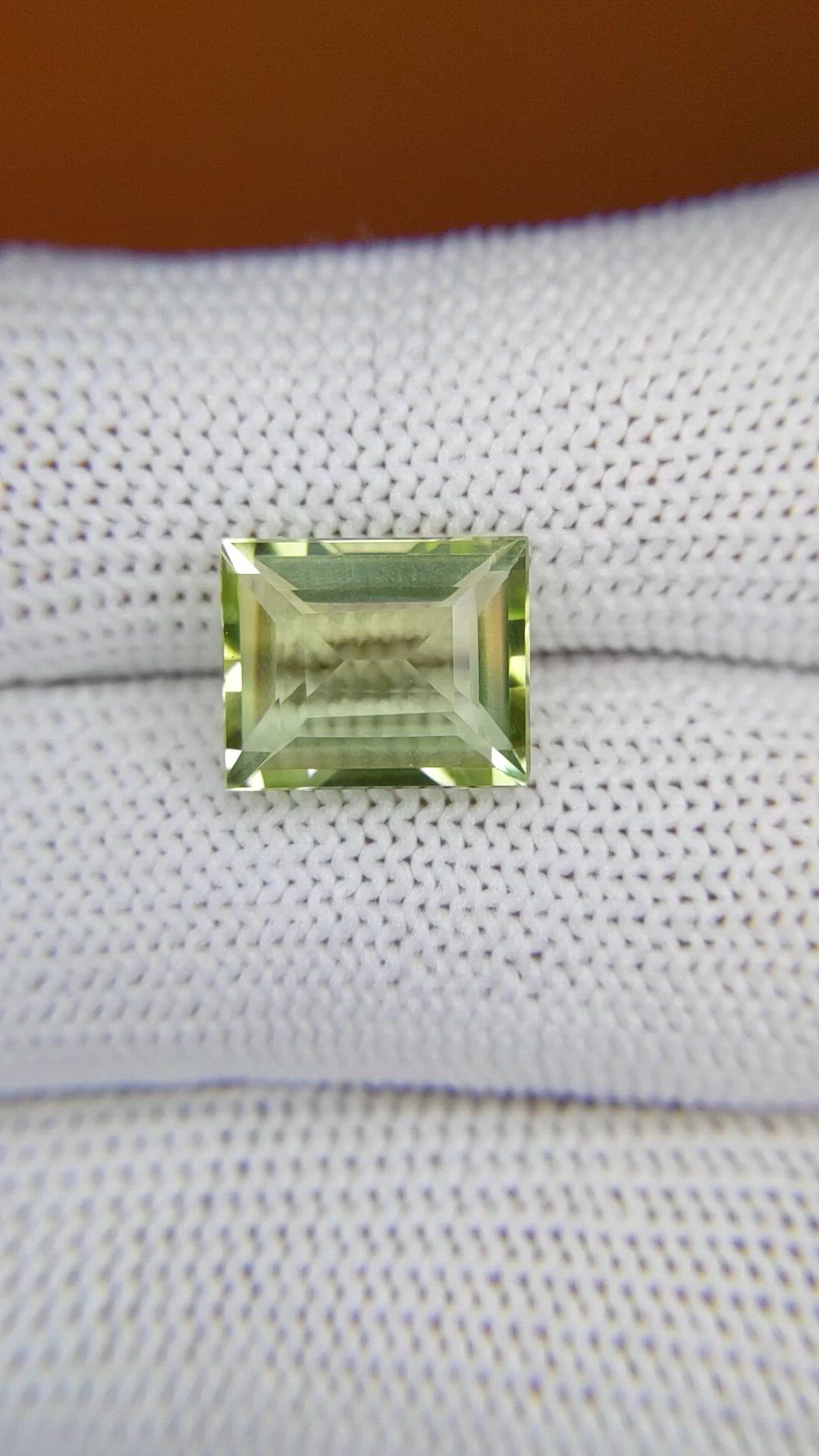 4.62 Ct. Yellowish Green Prasiolite from Brazil Size Video