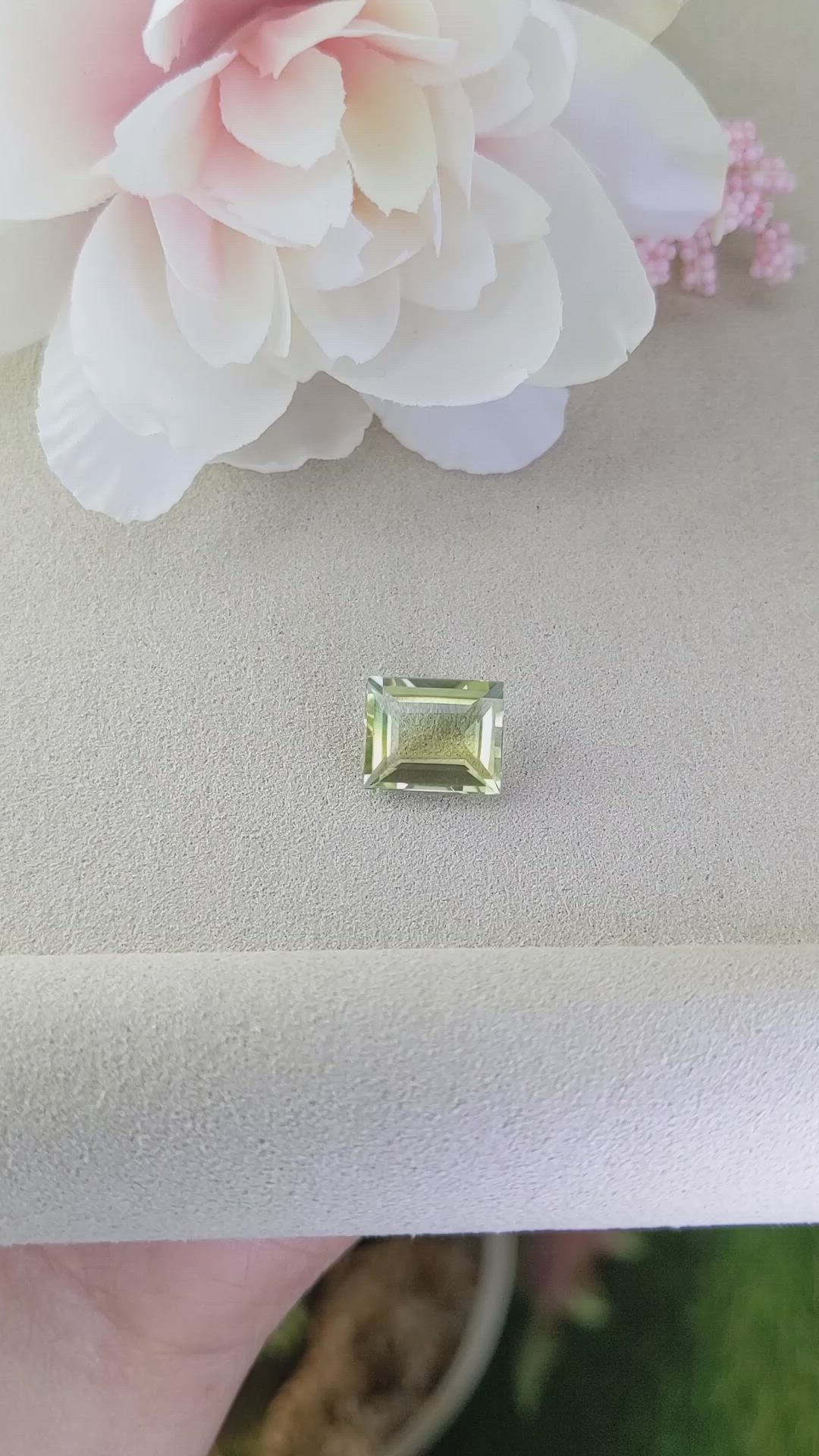 4.62 Ct. Yellowish Green Prasiolite from Brazil Size Video