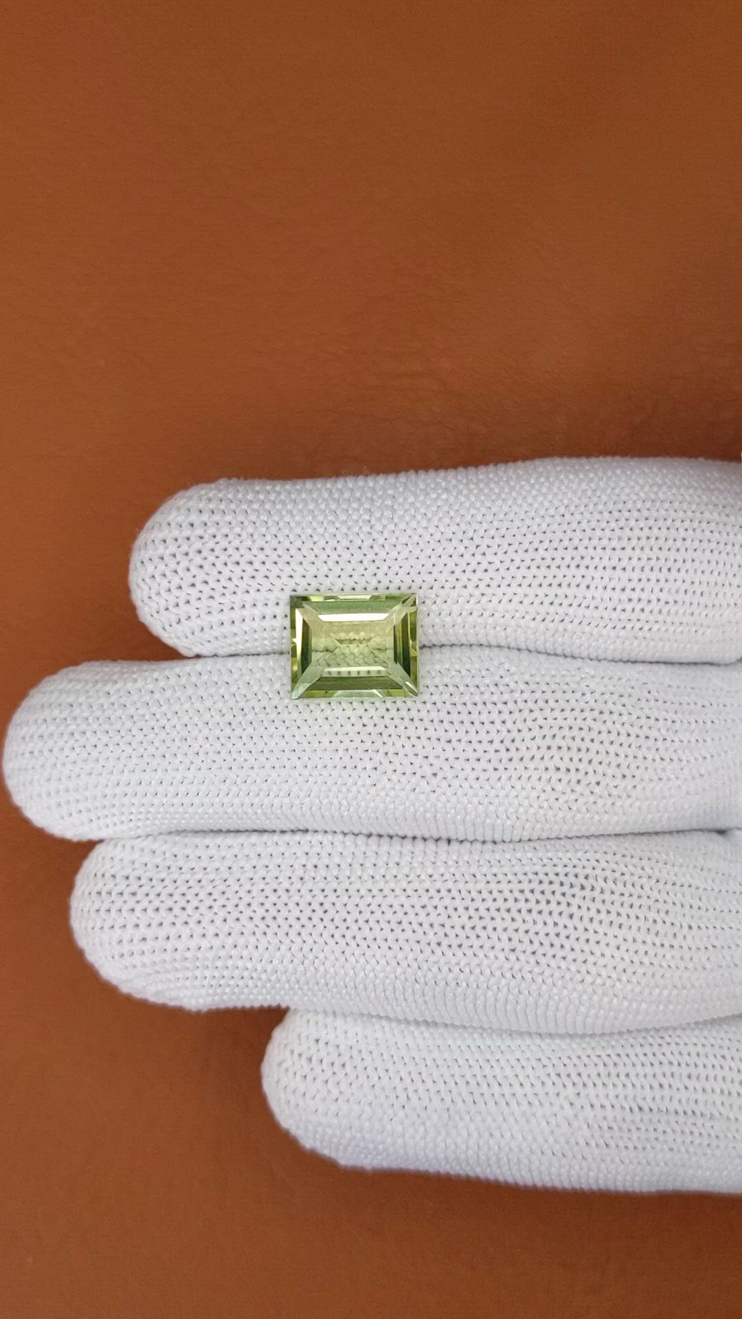 4.62 Ct. Yellowish Green Prasiolite from Brazil Size Video