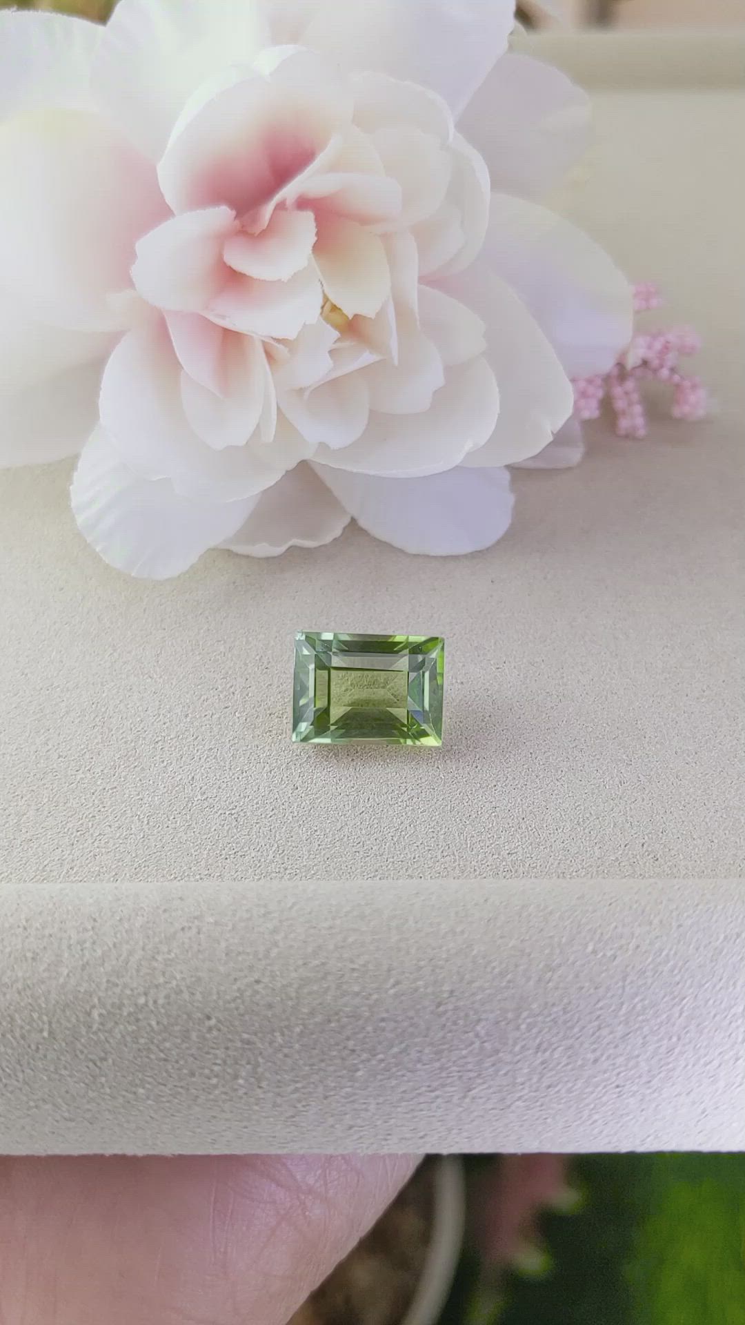10.63 Ct. Yellowish Green Prasiolite from Brazil Size Video