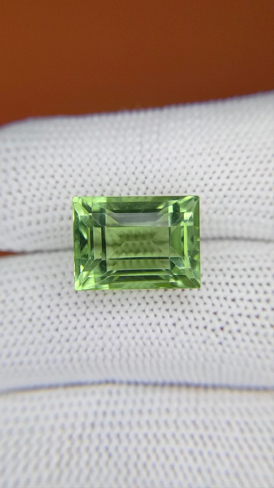 10.63 Ct. Yellowish Green Prasiolite from Brazil Size Video