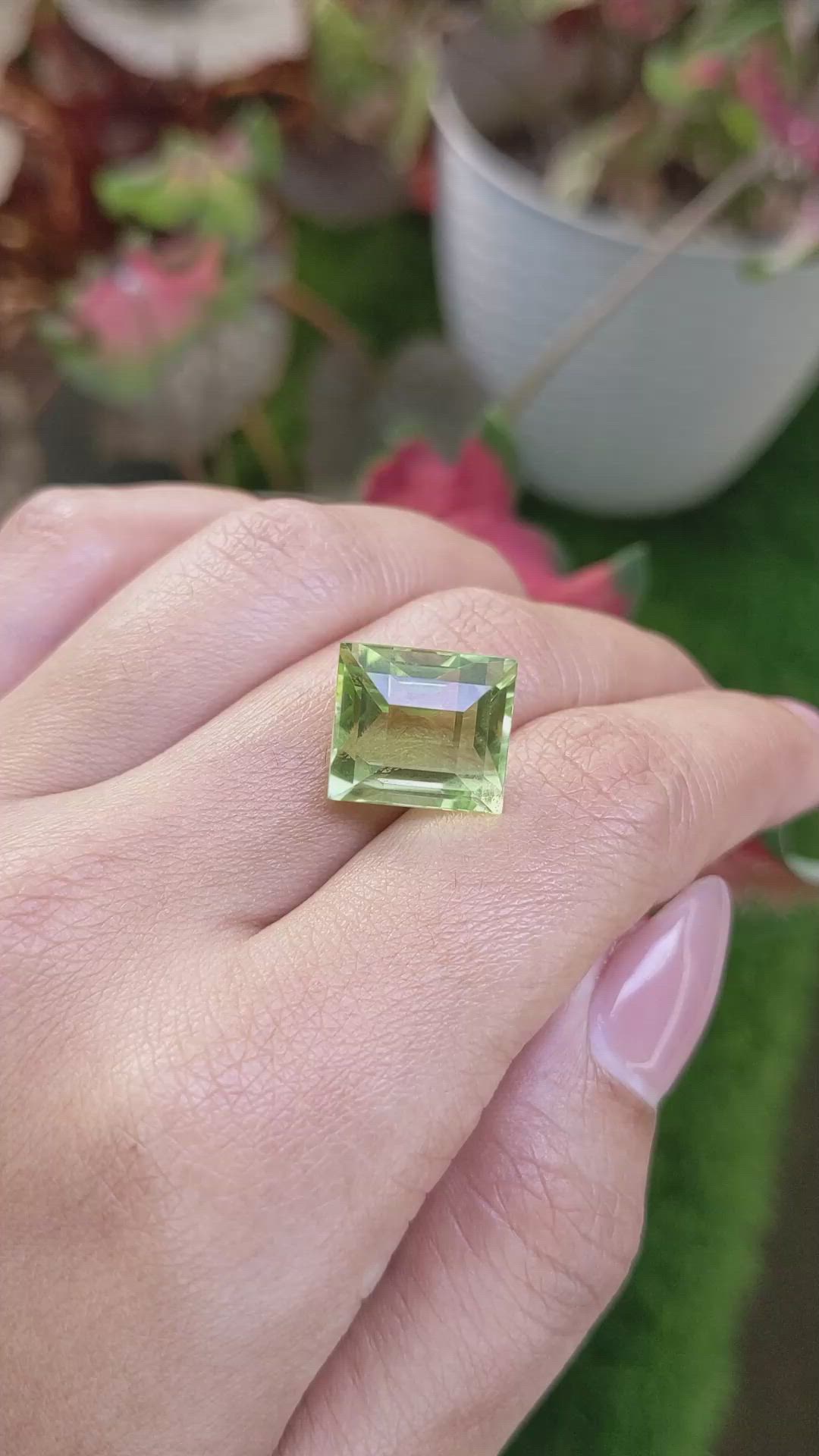 11.68 Ct. Yellowish Green Prasiolite from Brazil Size Video