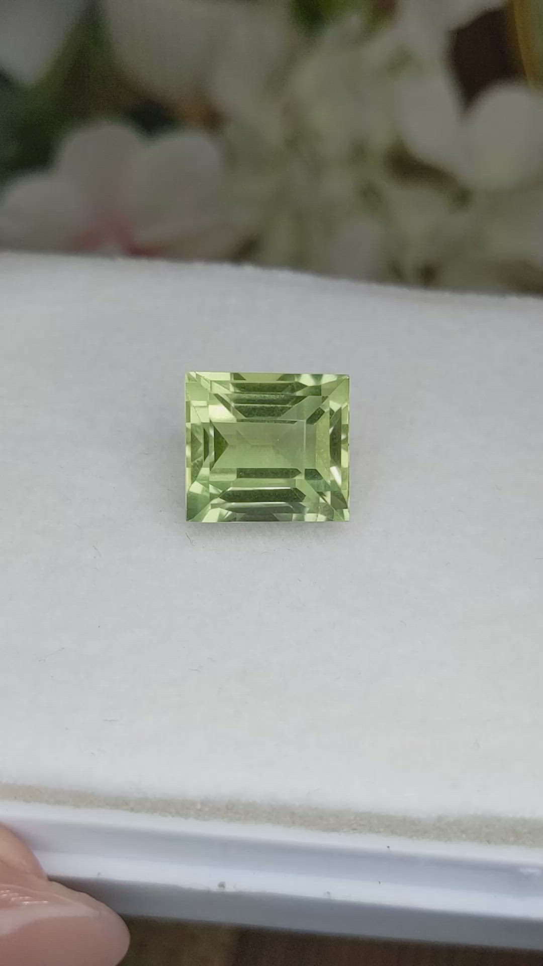 11.68 Ct. Yellowish Green Prasiolite from Brazil Size Video