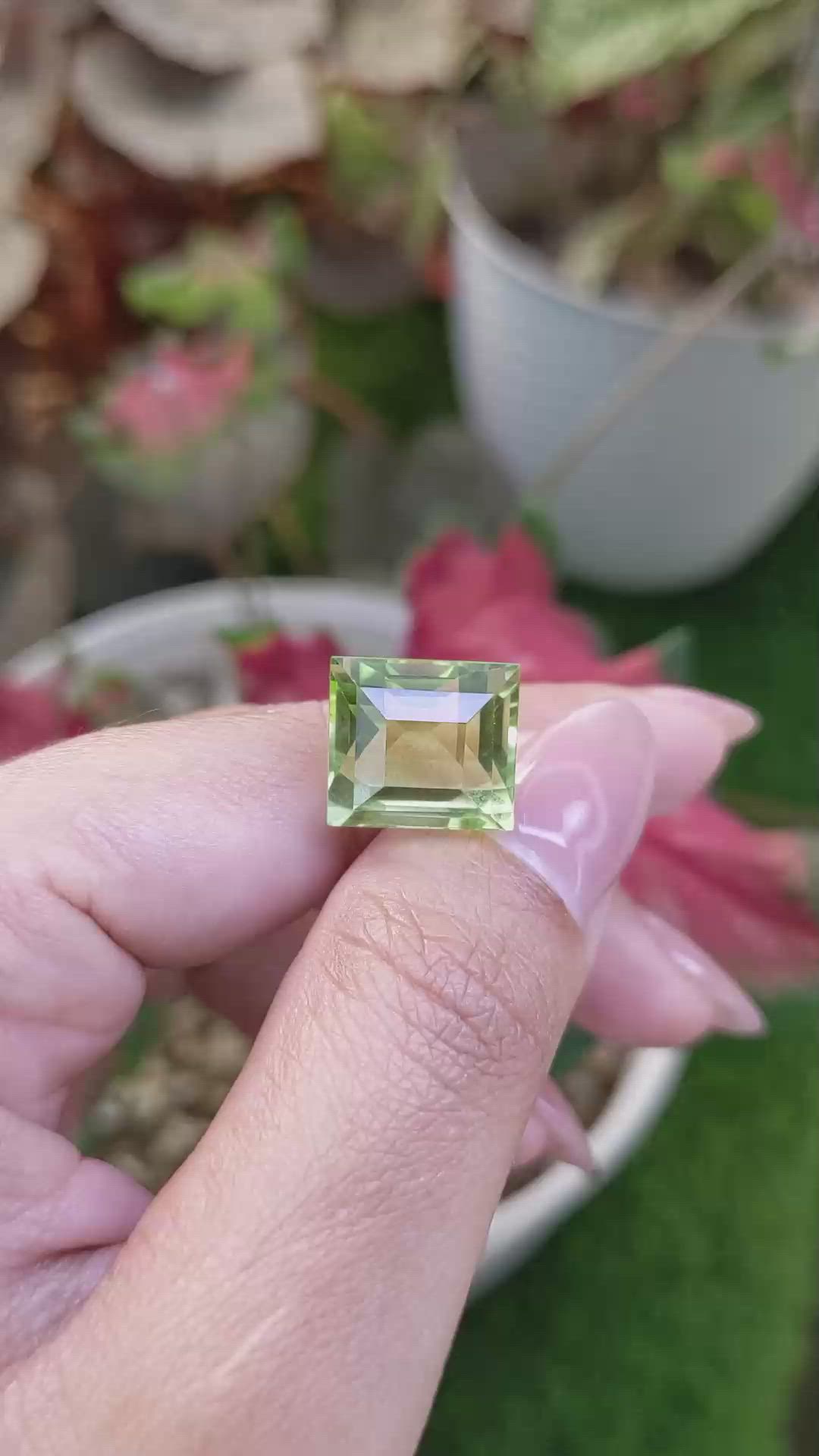 11.68 Ct. Yellowish Green Prasiolite from Brazil Size Video