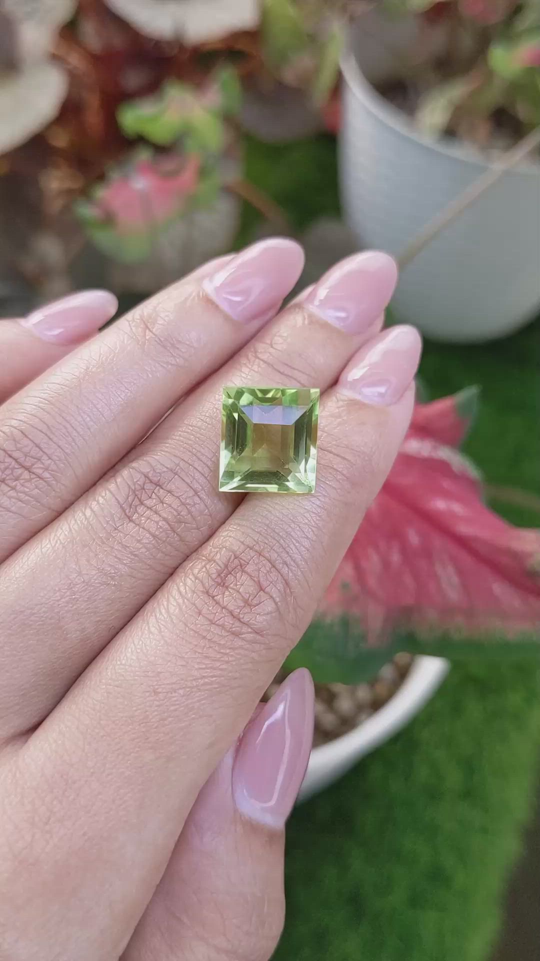 11.68 Ct. Yellowish Green Prasiolite from Brazil Size Video