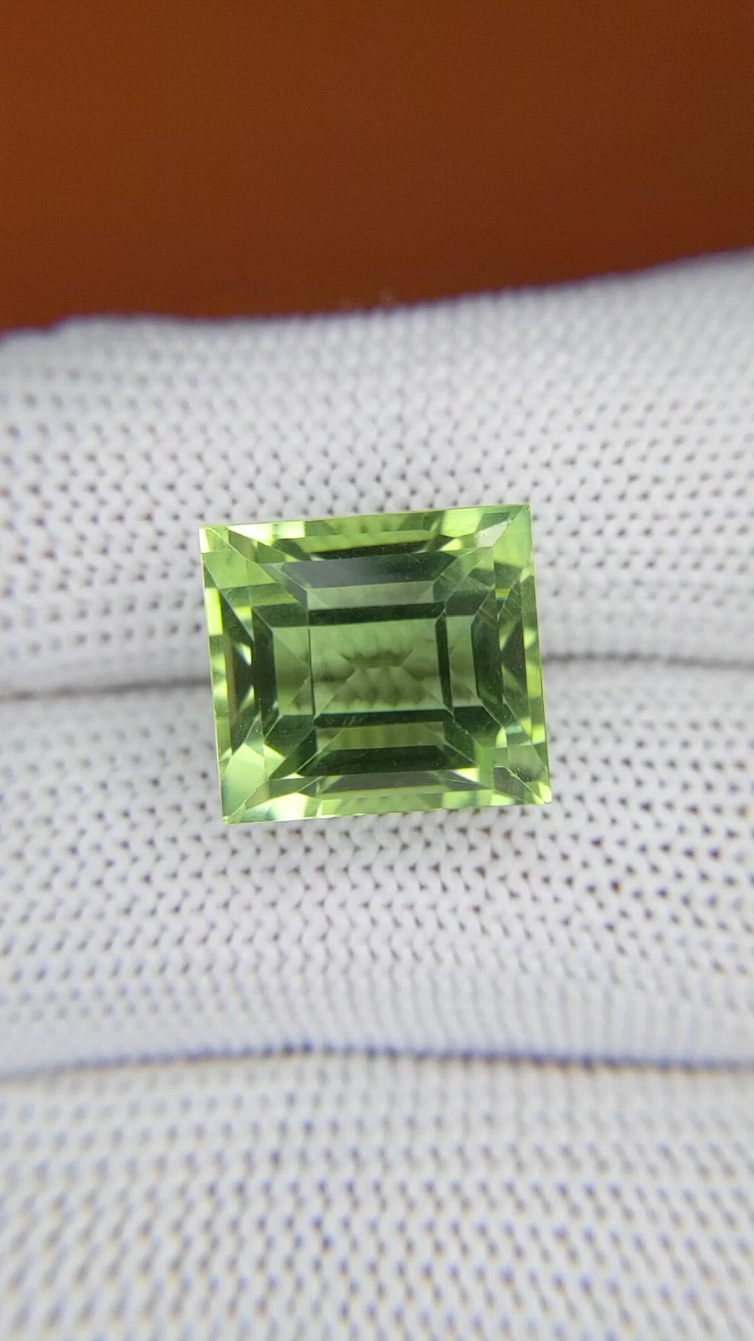 11.68 Ct. Yellowish Green Prasiolite from Brazil Size Video