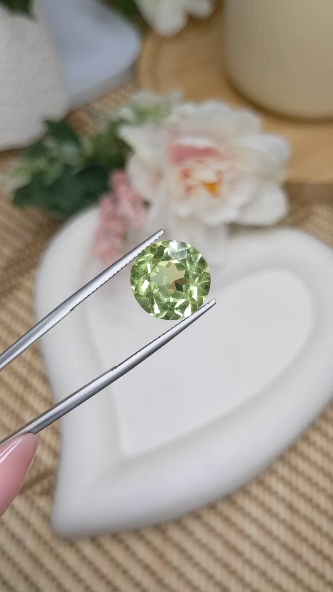 7.49 Ct. Yellowish Green Prasiolite from Madagascar Size Video