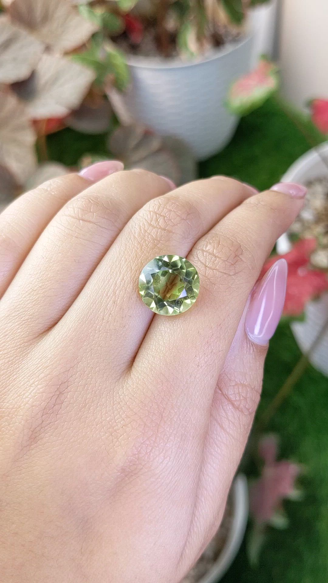 7.49 Ct. Yellowish Green Prasiolite from Madagascar Size Video