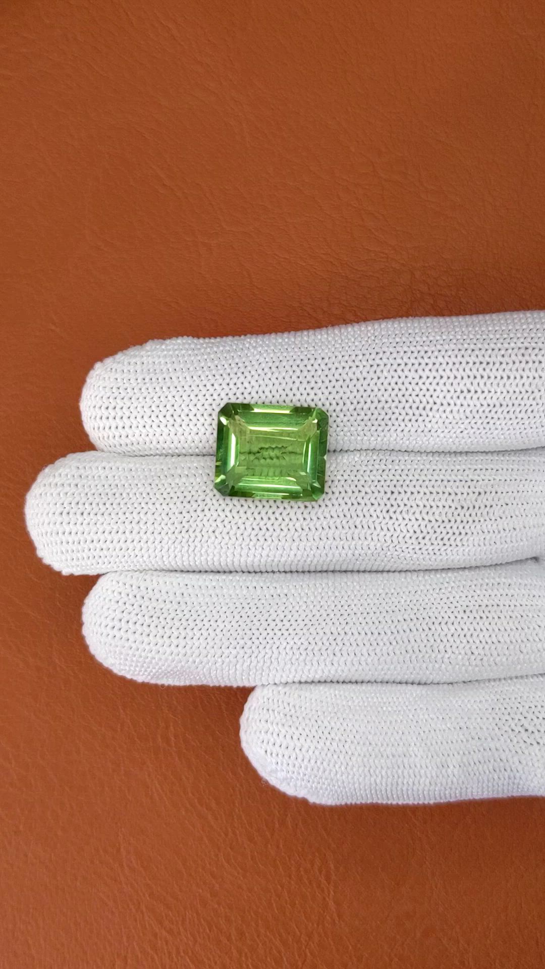 11.38 Ct. Yellowish Green Prasiolite from Madagascar Size Video