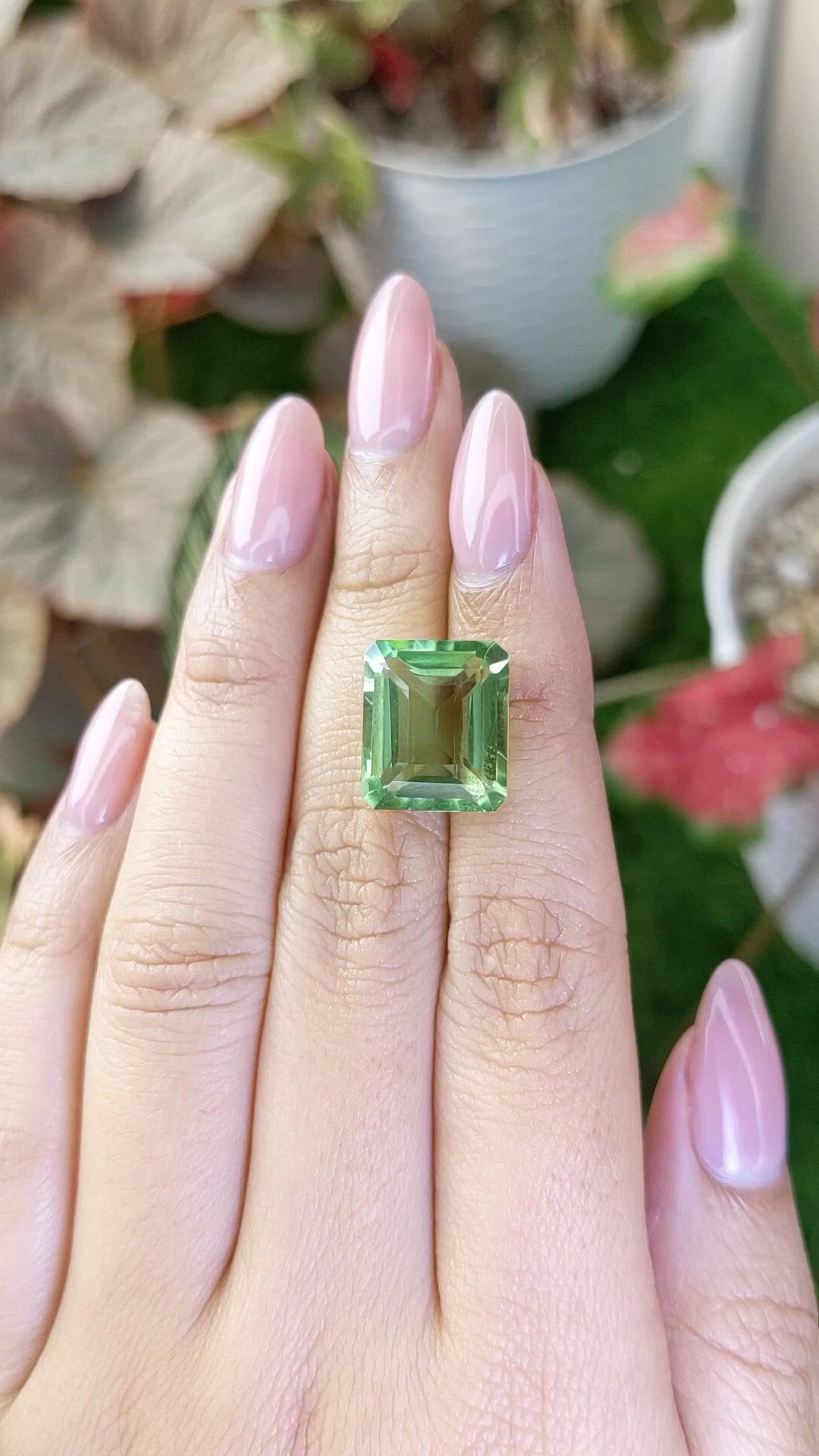11.38 Ct. Yellowish Green Prasiolite from Madagascar Size Video