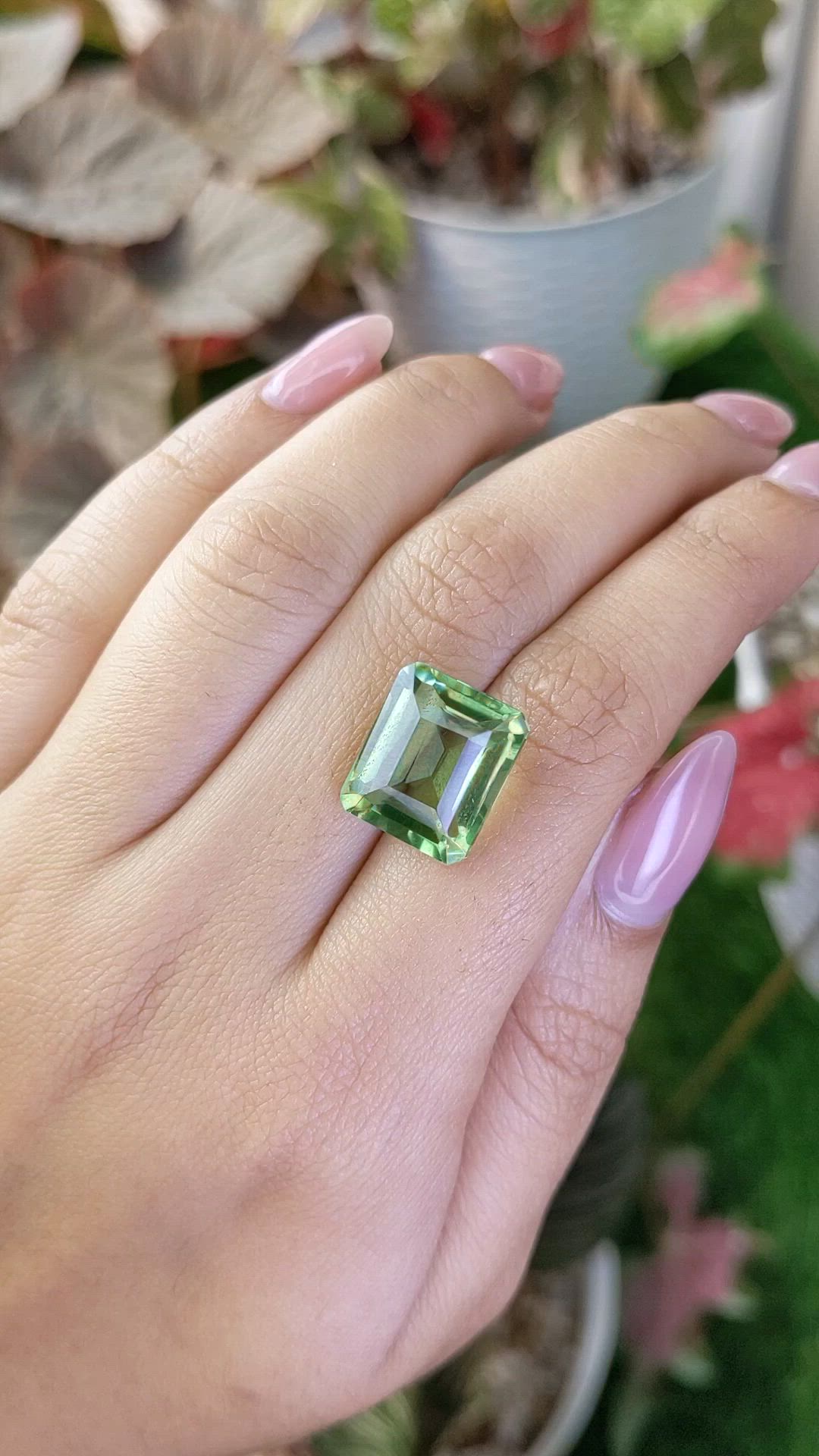11.38 Ct. Yellowish Green Prasiolite from Madagascar Size Video