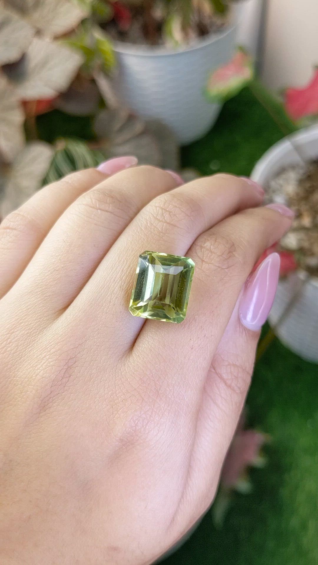 14.59 Ct. Yellowish Green Prasiolite from Madagascar Size Video