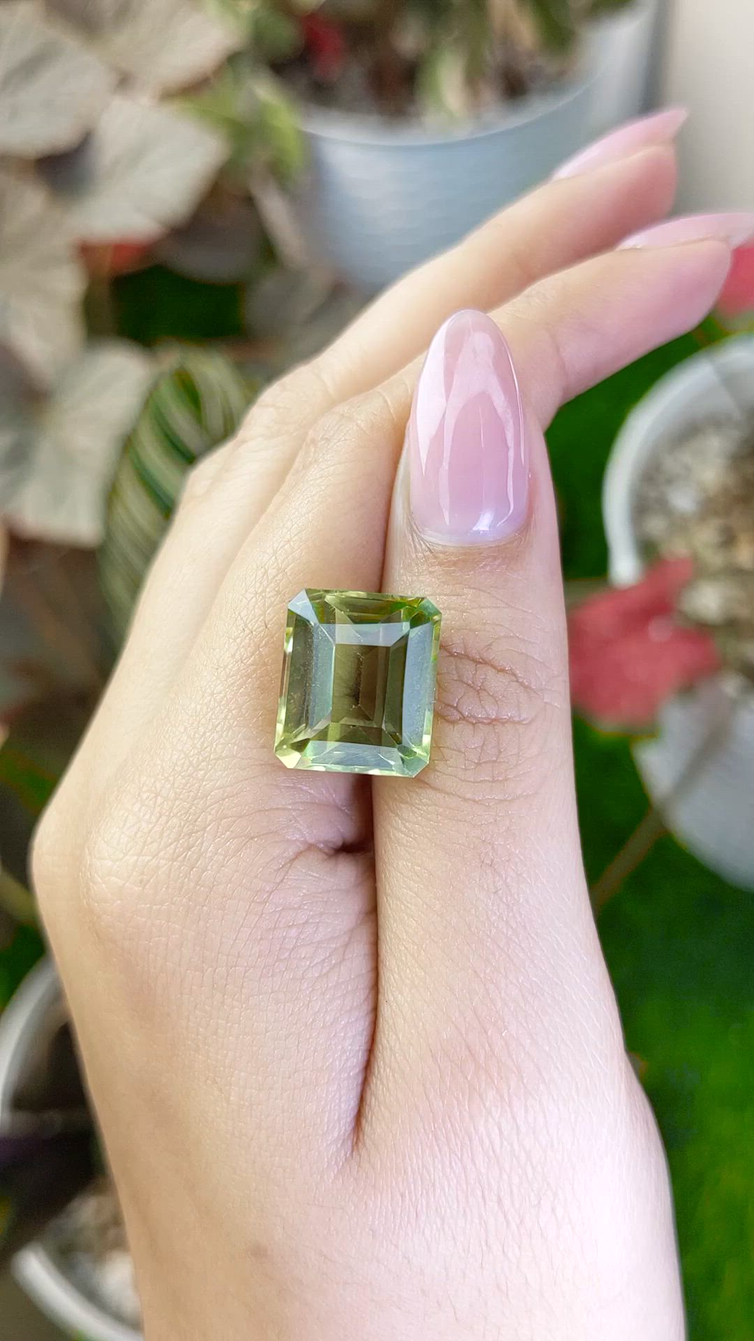 14.59 Ct. Yellowish Green Prasiolite from Madagascar Size Video