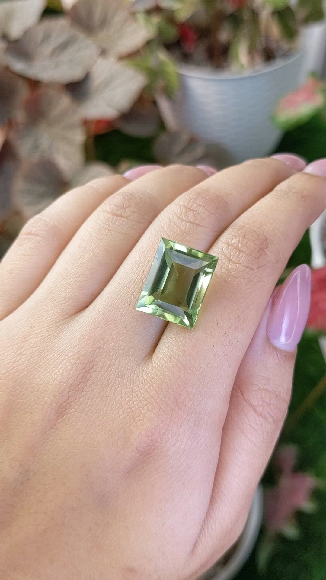 16.24 Ct. Yellowish Green Prasiolite from Madagascar Size Video