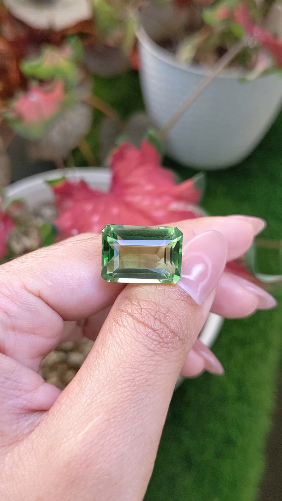 15.69 Ct. Yellowish Green Prasiolite from Madagascar Size Video