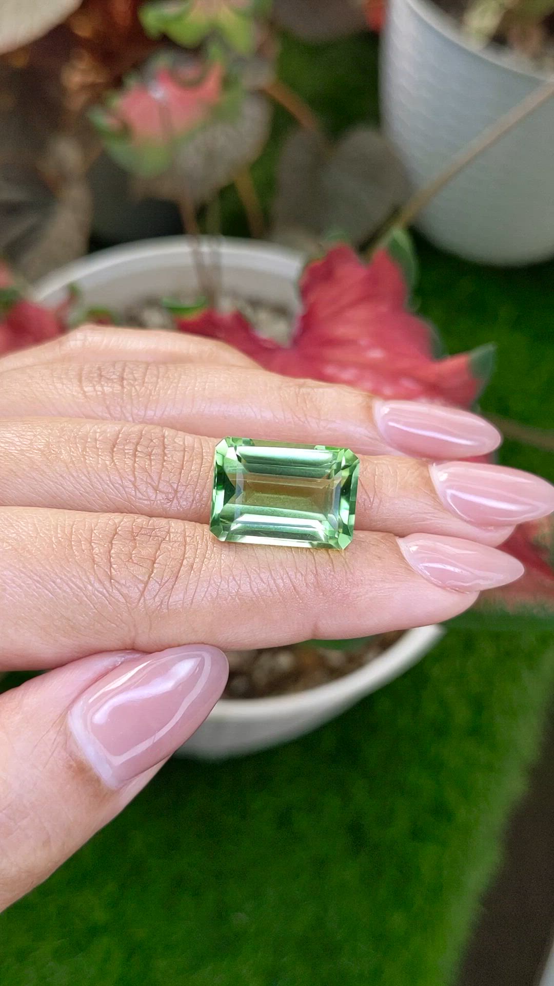 15.69 Ct. Yellowish Green Prasiolite from Madagascar Size Video