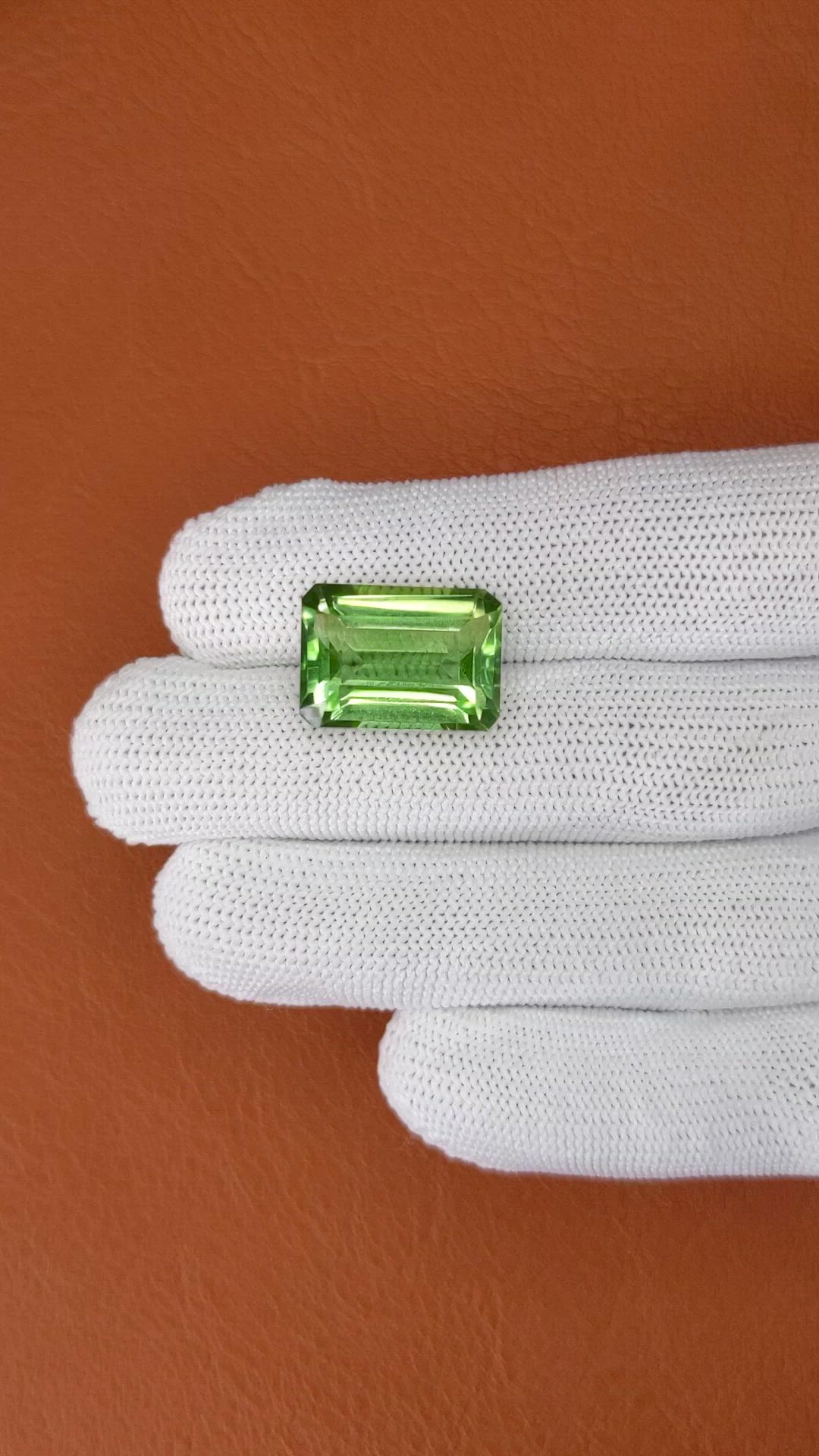 15.69 Ct. Yellowish Green Prasiolite from Madagascar Size Video