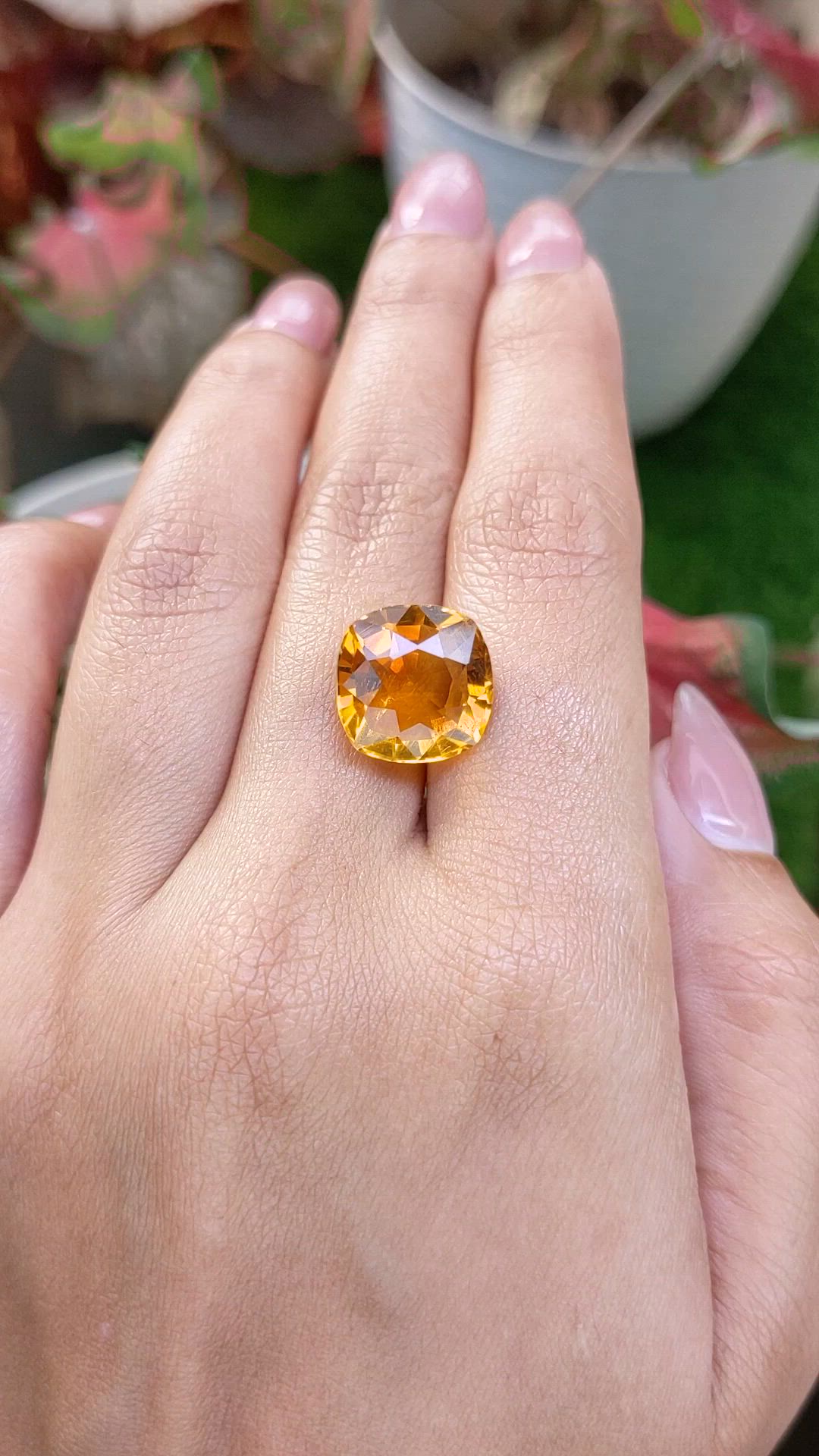 8.40 Ct. Yellowish Orange Citrine from Ceylon (Sri Lanka) Size Video