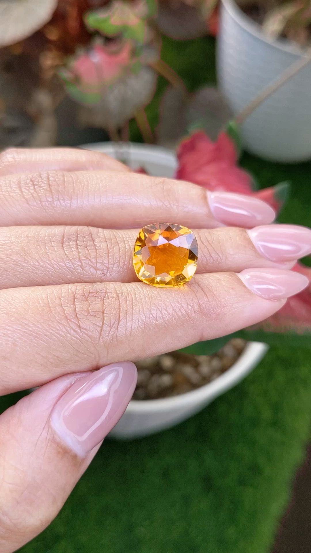 8.40 Ct. Yellowish Orange Citrine from Ceylon (Sri Lanka) Size Video