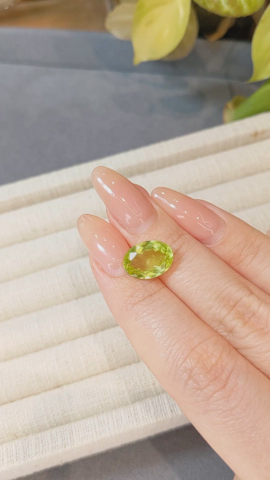 6.20 Ct. Yellowish Green Chrysoberyl from Ceylon (Sri Lanka) Size Video