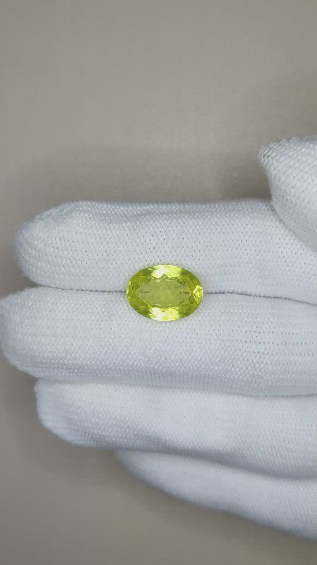 6.20 Ct. Yellowish Green Chrysoberyl from Ceylon (Sri Lanka) Size Video