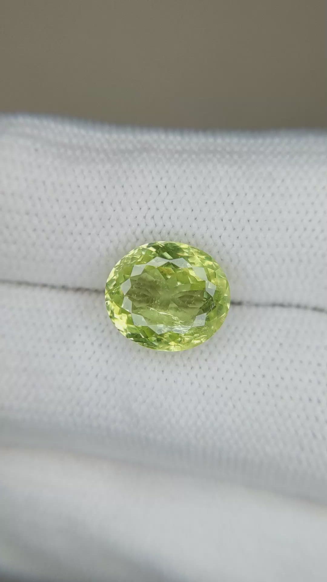 6.24 Ct. Yellowish Green Chrysoberyl from Ceylon (Sri Lanka) Size Video