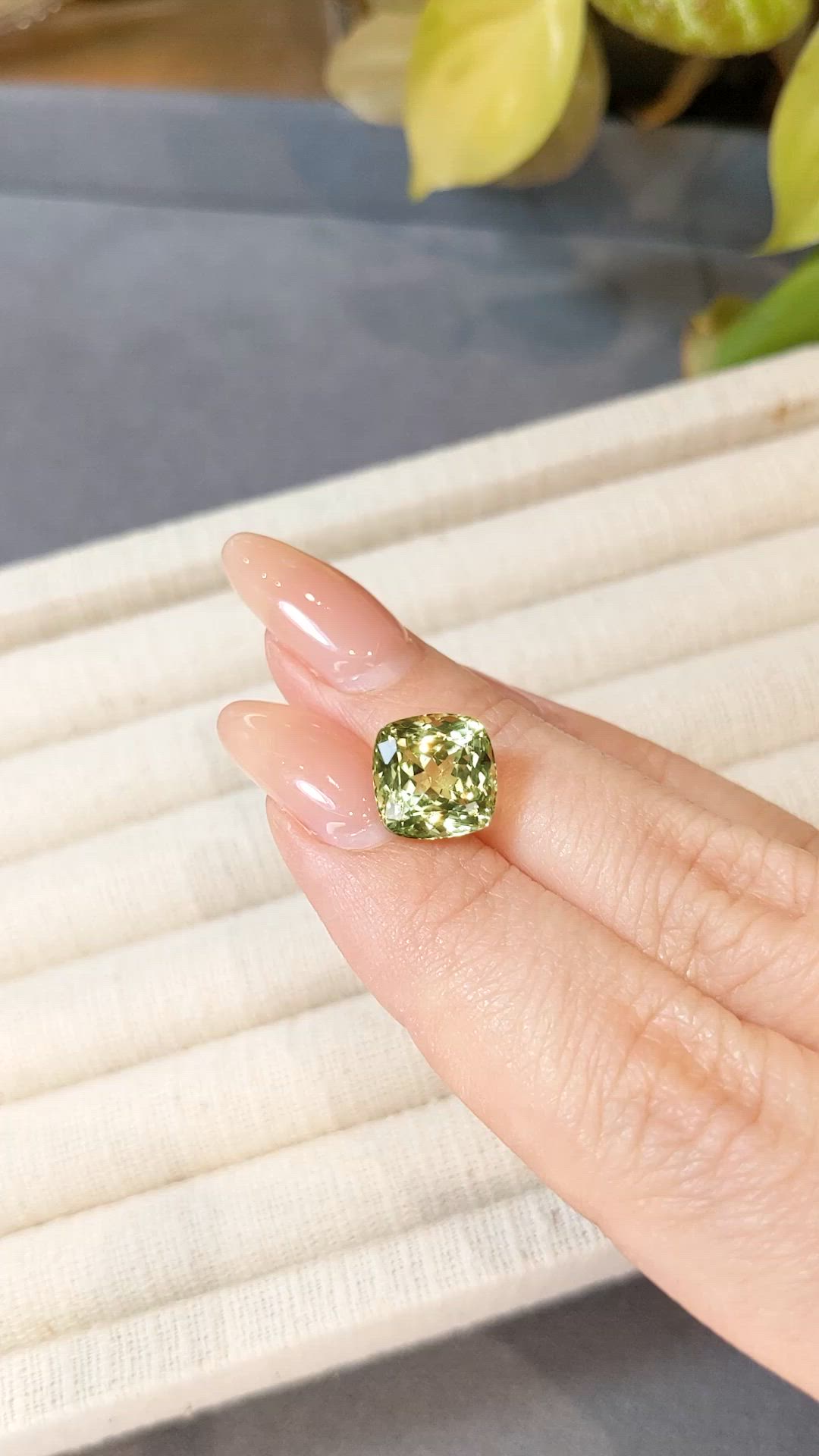 5.97 Ct. Greenish Yellow Chrysoberyl from Ceylon (Sri Lanka) Size Video